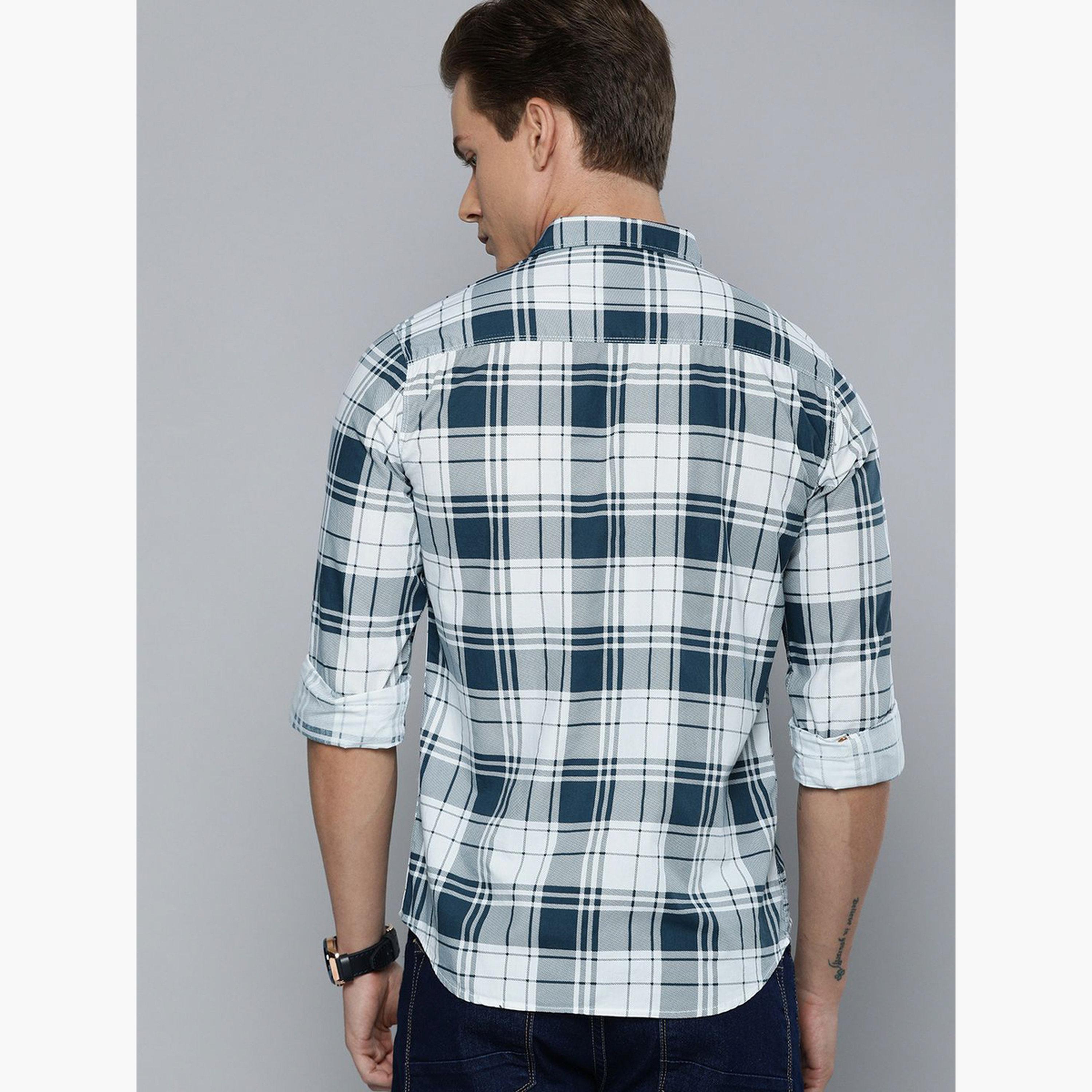The Indian Garage Co X Styli Men White Checked Slim Fit Shirt-men-clothing-shirts-image-3