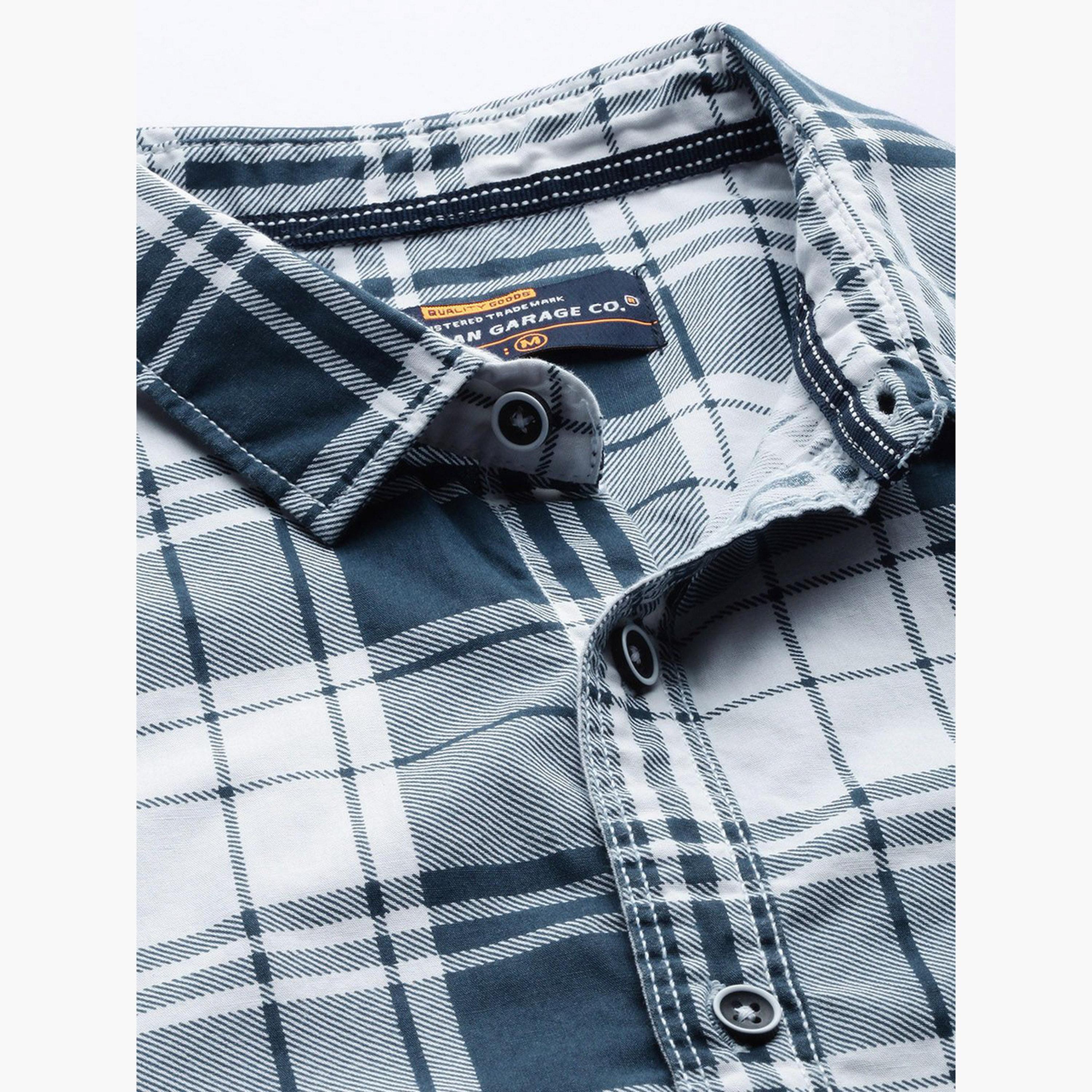 The Indian Garage Co X Styli Men White Checked Slim Fit Shirt-men-clothing-shirts-image-4