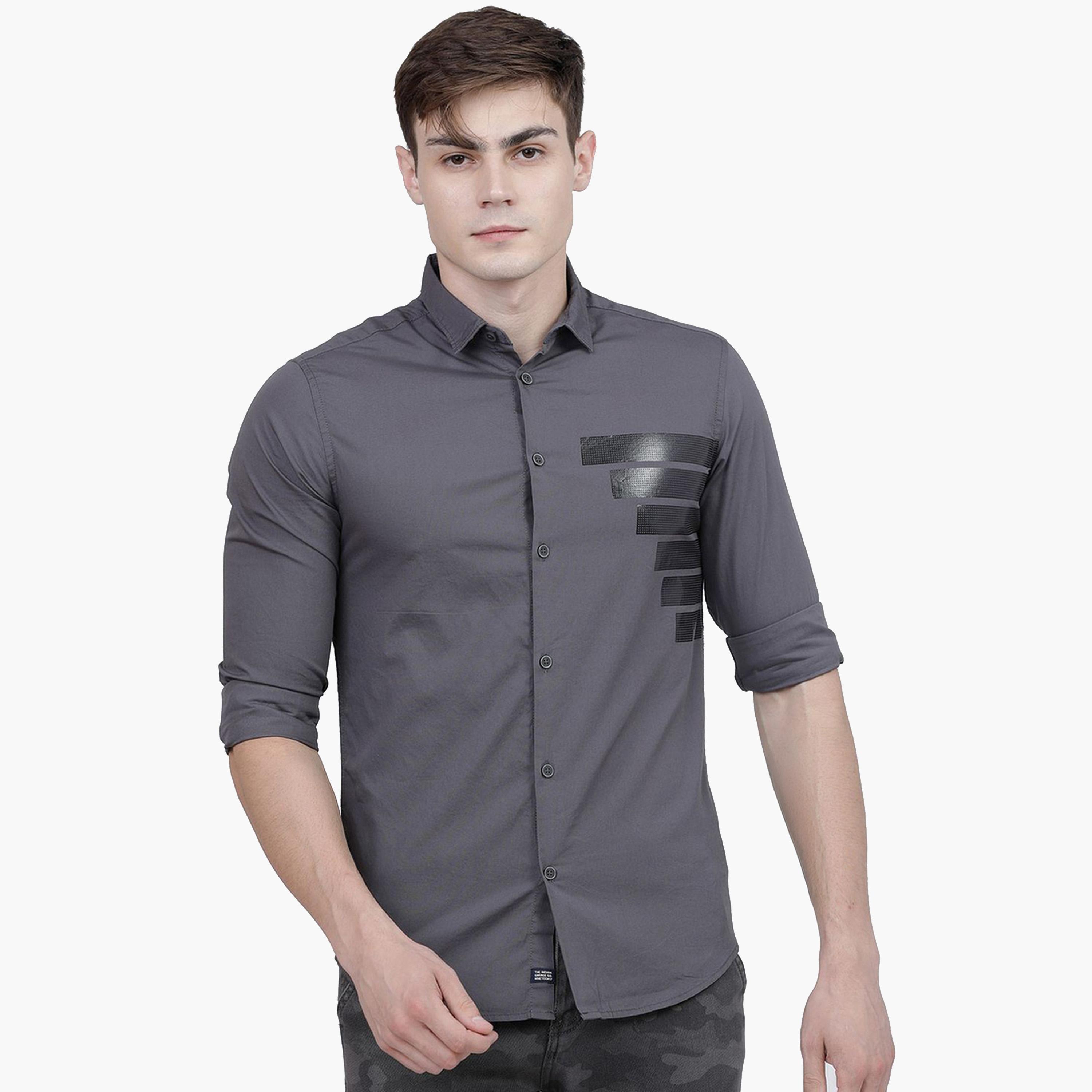 ذا انديان كراج كو × ستايلي - قميص رجالي تصميم نحيف ببطبعة لون أزرق سماوي-men-clothing-shirts-image-1