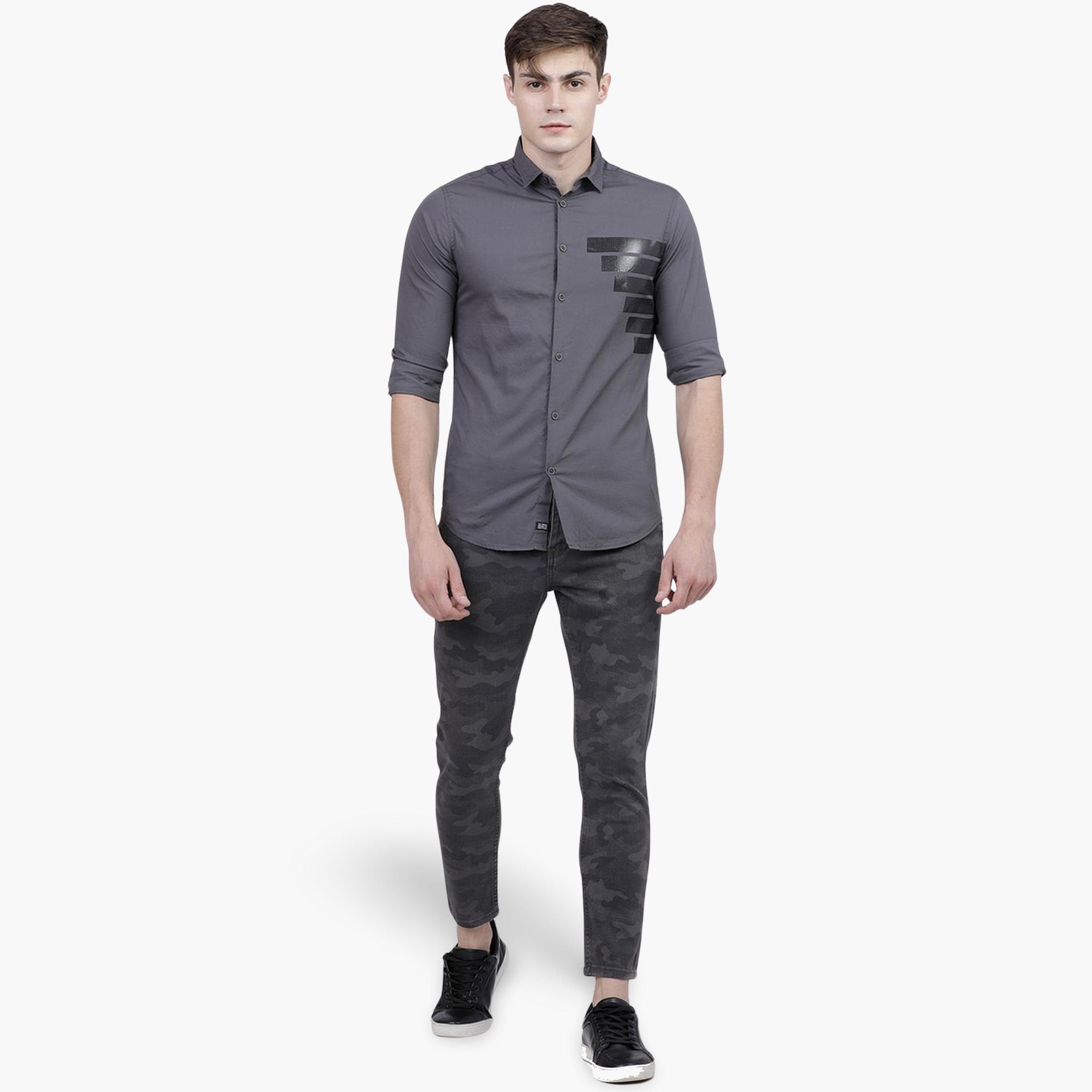 ذا انديان كراج كو × ستايلي - قميص رجالي تصميم نحيف ببطبعة لون أزرق سماوي-men-clothing-shirts-image-2