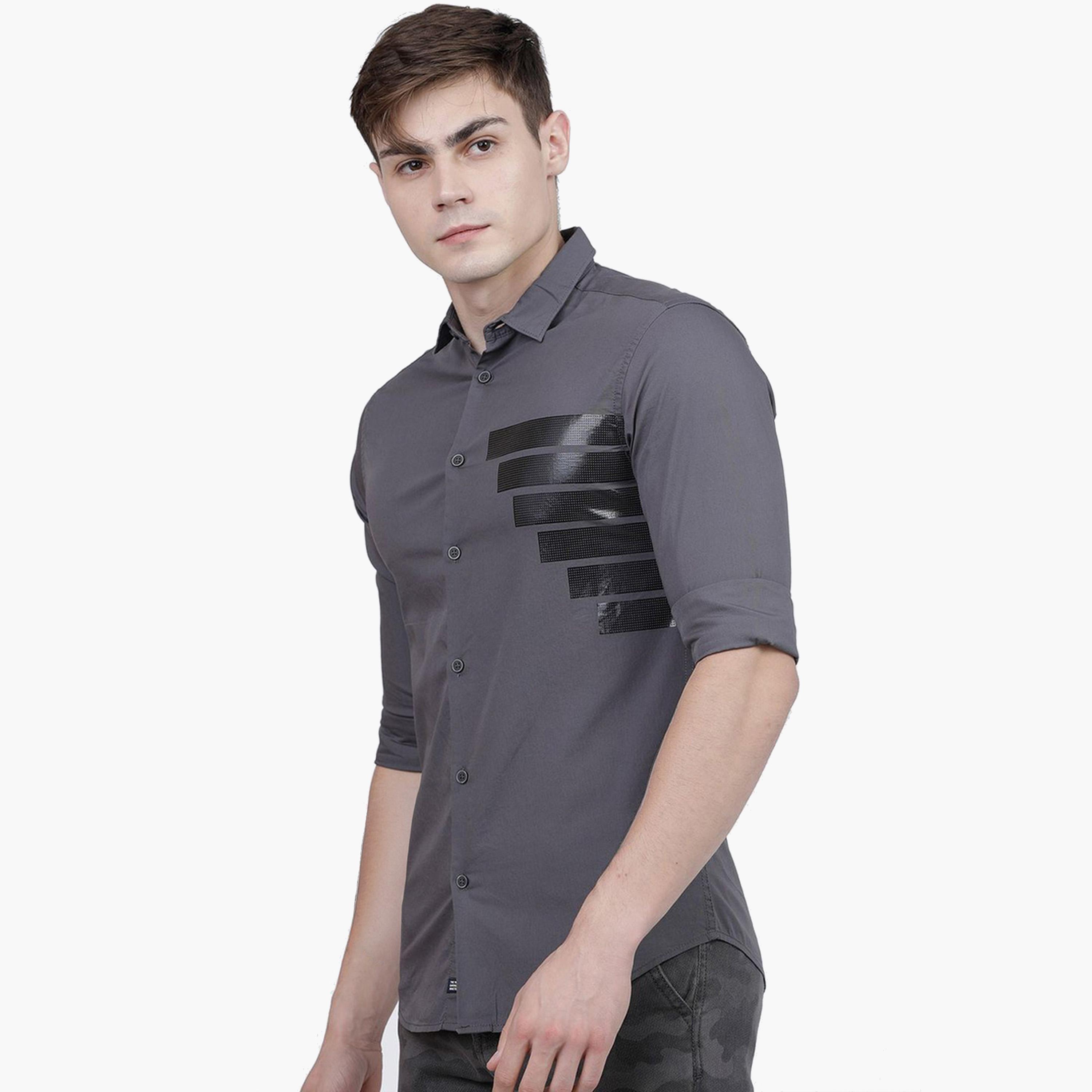 The Indian Garage Co X Styli Men Slim Fit Grey Placement Printed Shirt-men-clothing-shirts-image-4