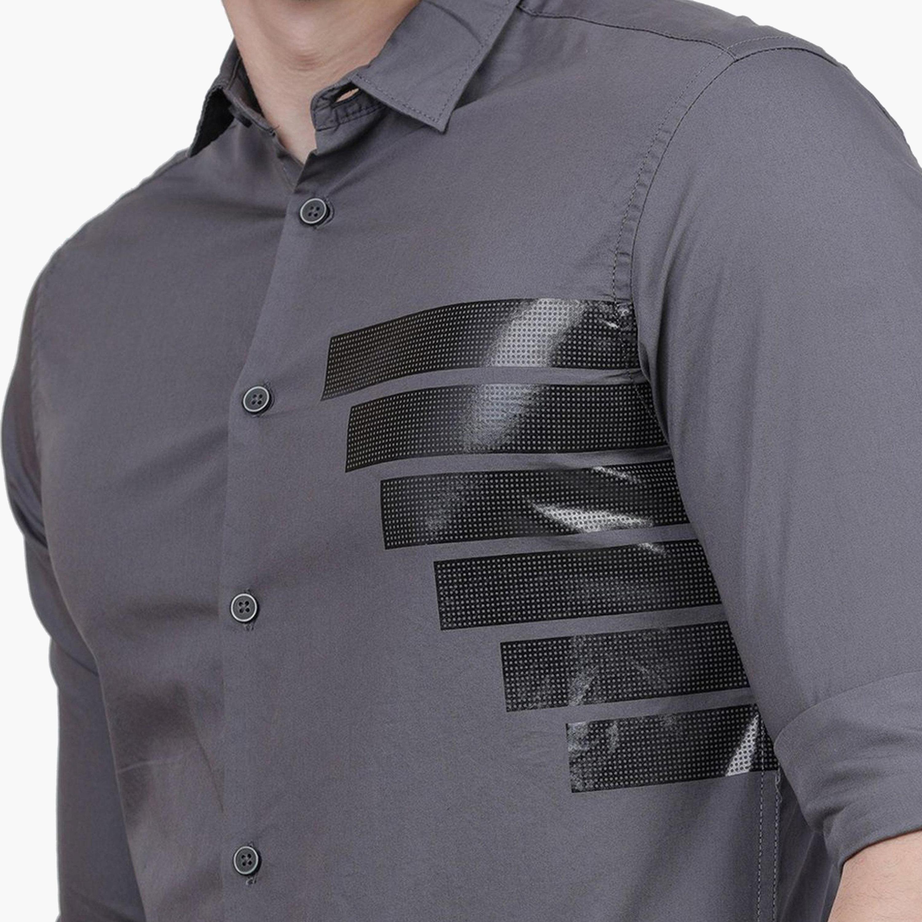 The Indian Garage Co X Styli Men Slim Fit Grey Placement Printed Shirt-men-clothing-shirts-image-5