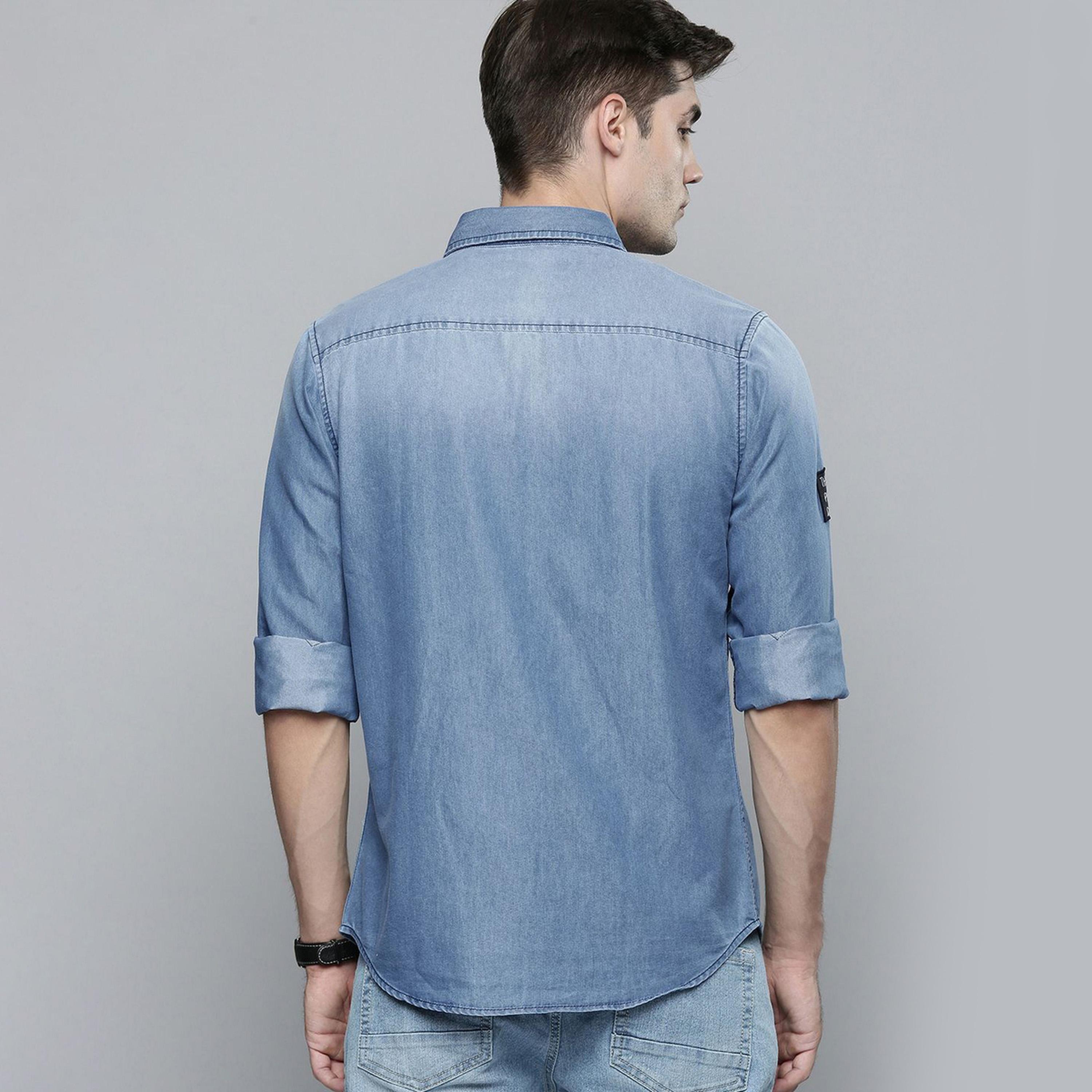 The Indian Garage Co X Styli Men Blue Casual Shirt with Patches-men-clothing-shirts-image-4