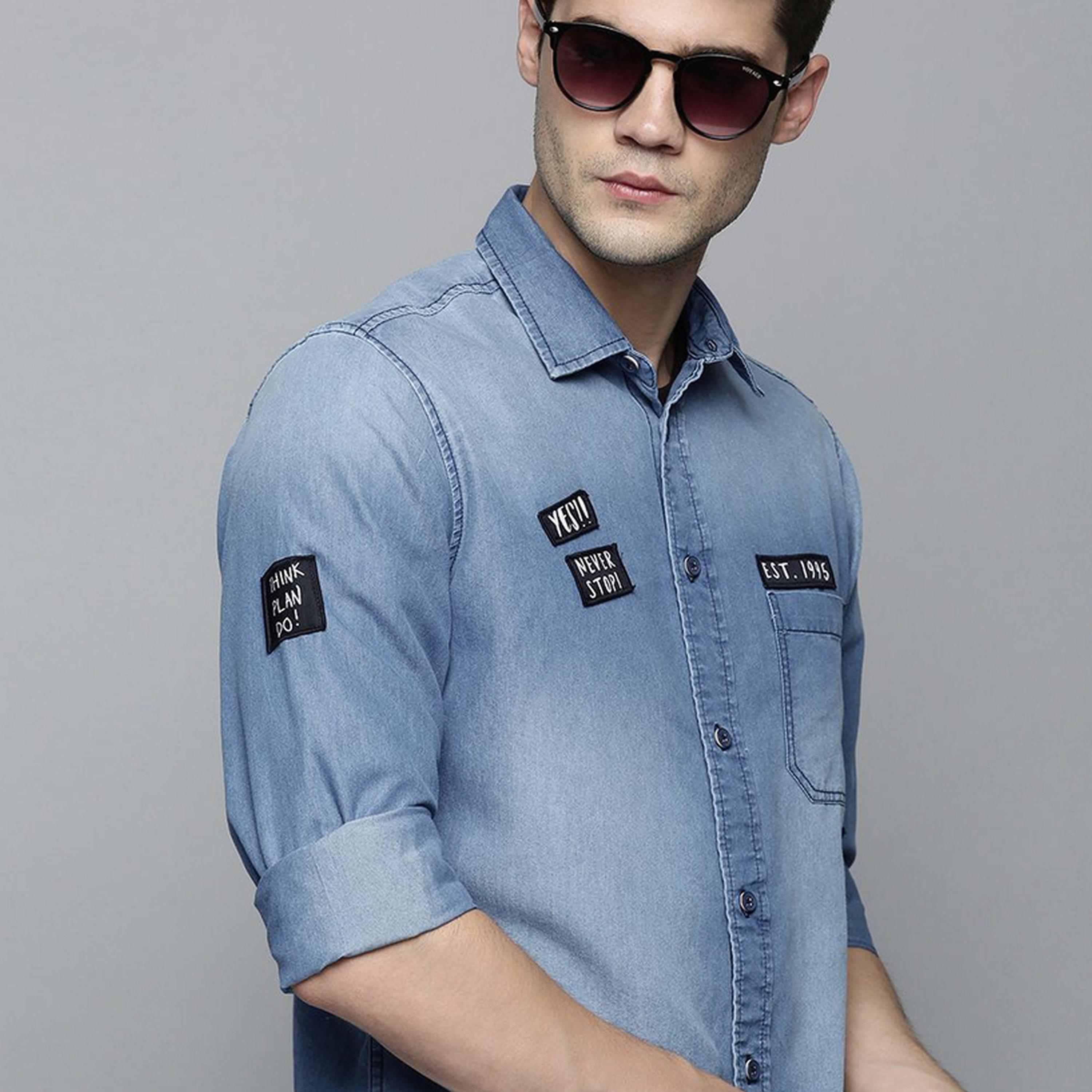 The Indian Garage Co X Styli Men Blue Casual Shirt with Patches-men-clothing-shirts-image-5
