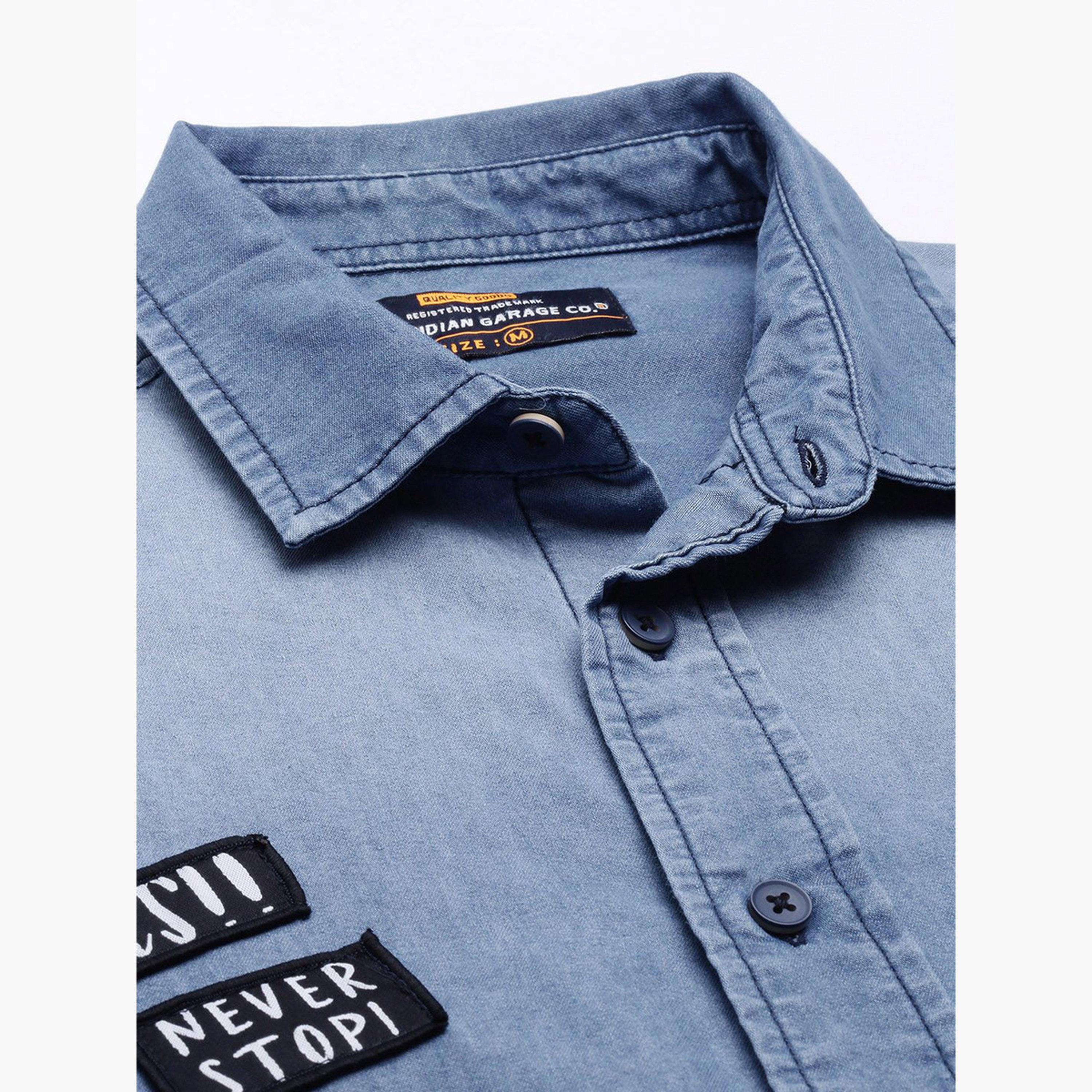The Indian Garage Co X Styli Men Blue Casual Shirt with Patches-men-clothing-shirts-image-6
