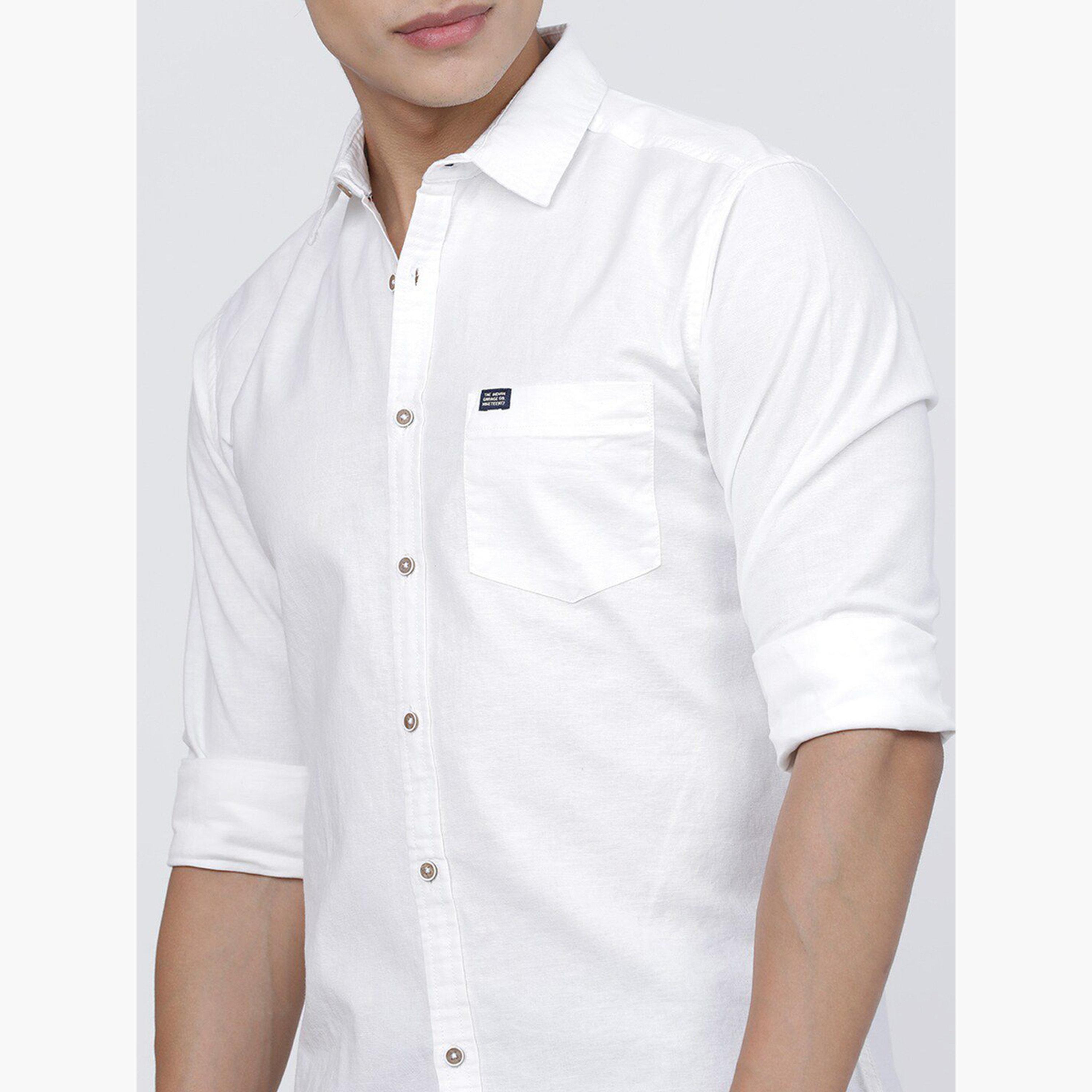 The Indian Garage Co X Styli Men White Solid Cotton Slim Fit Shirt-men-clothing-shirts-image-6