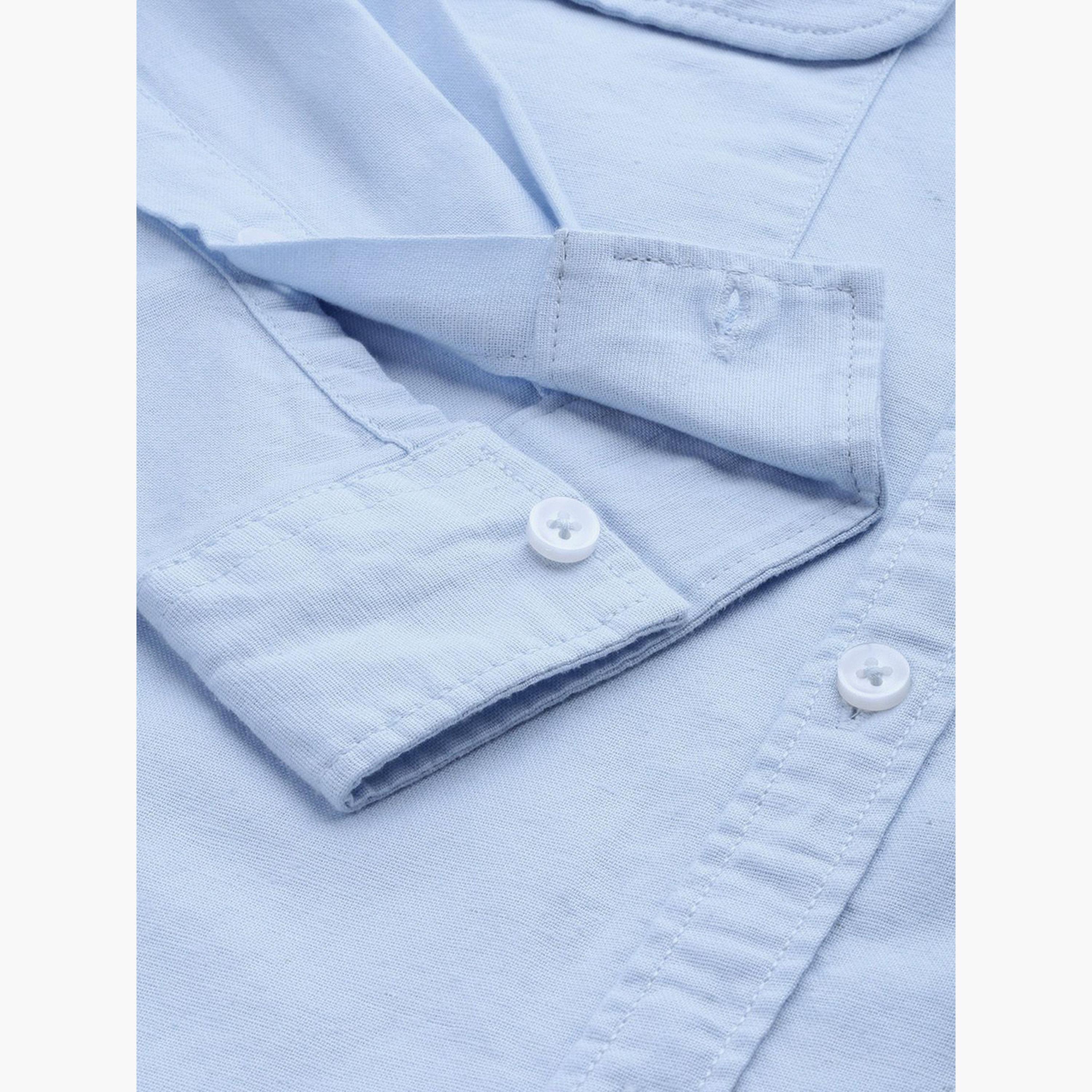 ذا انديان كراج كو × ستايلي - قميص رجالي أزرق تصميم نحيف سادة-men-clothing-shirts-image-3