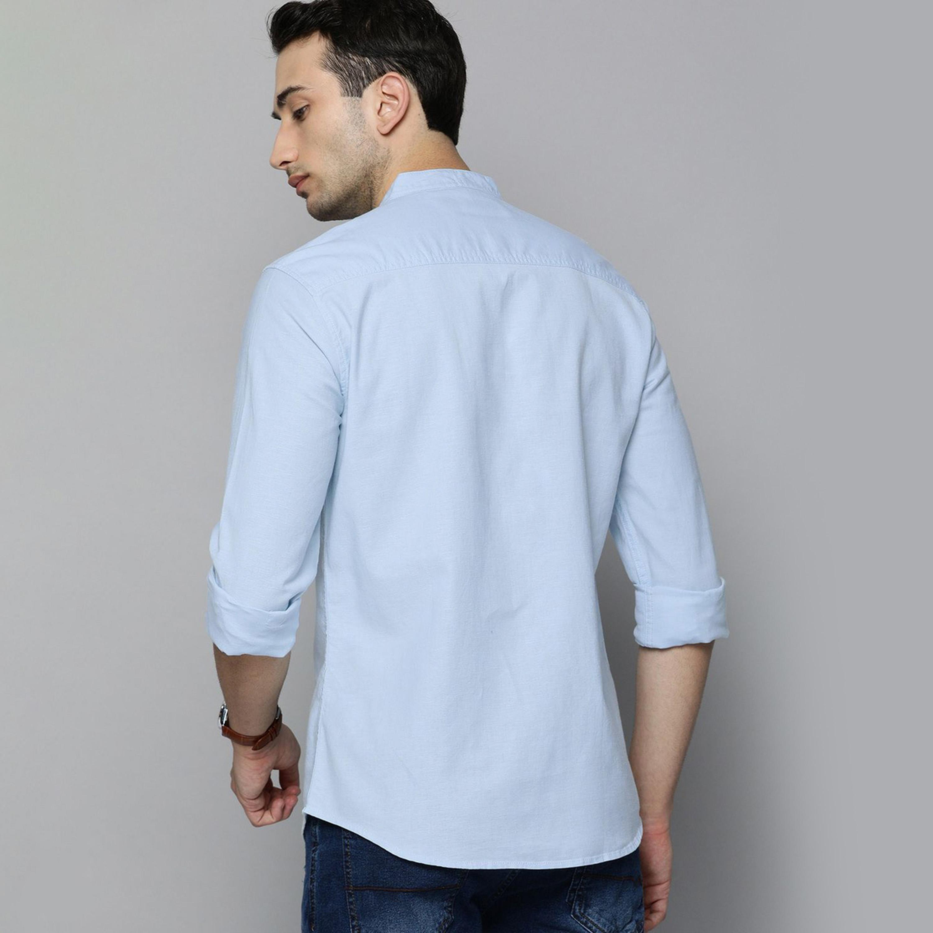 The Indian Garage Co X Styli Men Blue Slim Fit Solid Shirt-men-clothing-shirts-image-4
