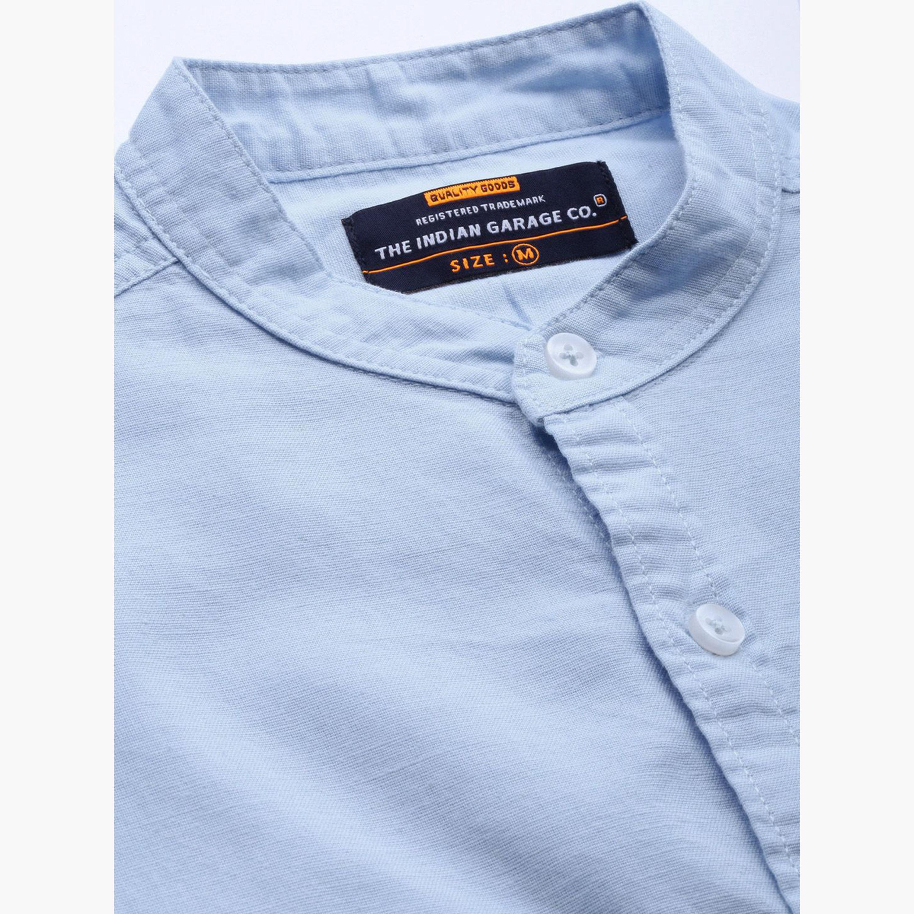 The Indian Garage Co X Styli Men Blue Slim Fit Solid Shirt-men-clothing-shirts-image-5