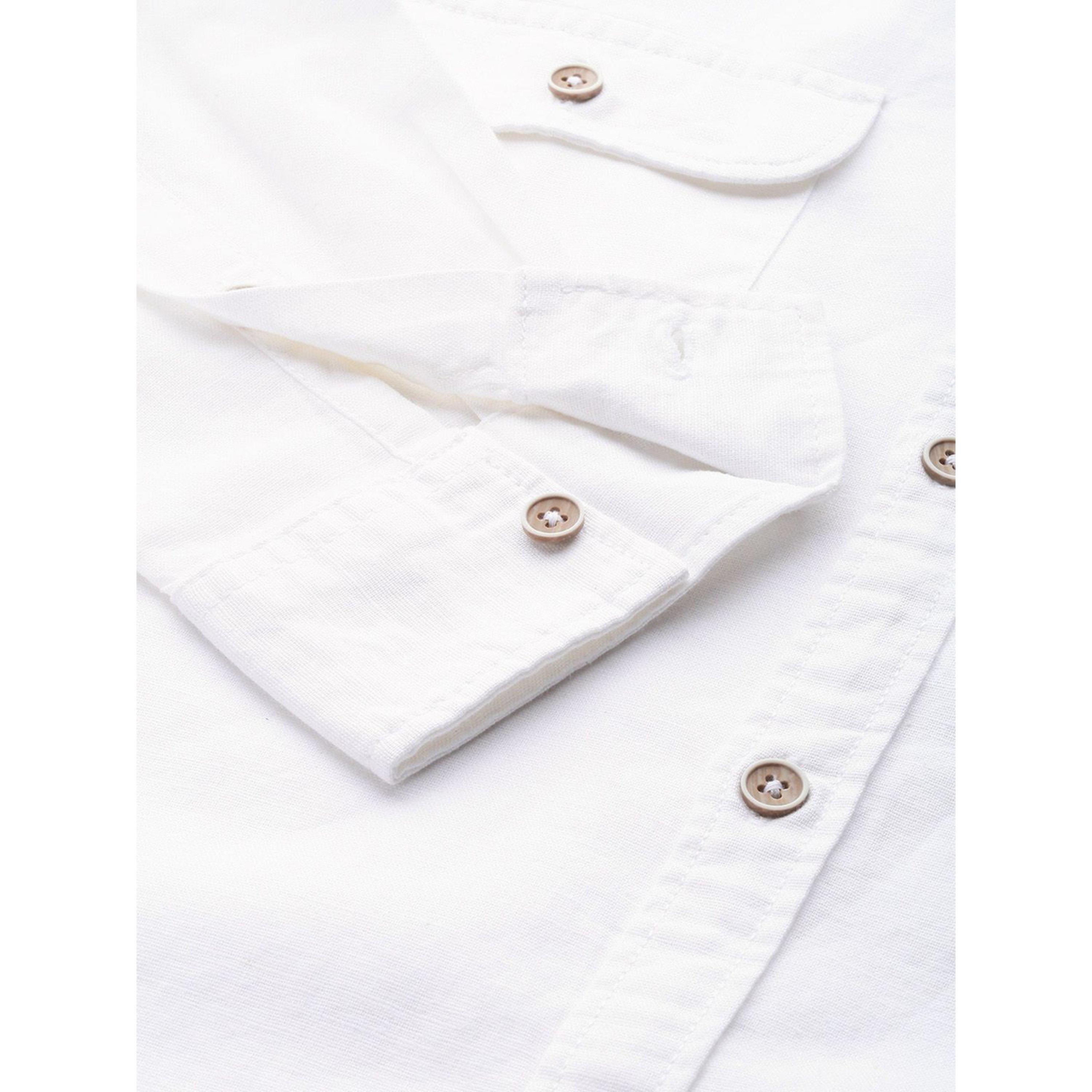 The Indian Garage Co X Styli Men White Mandarin Collar Slim Fit Shirt-men-clothing-shirts-image-3