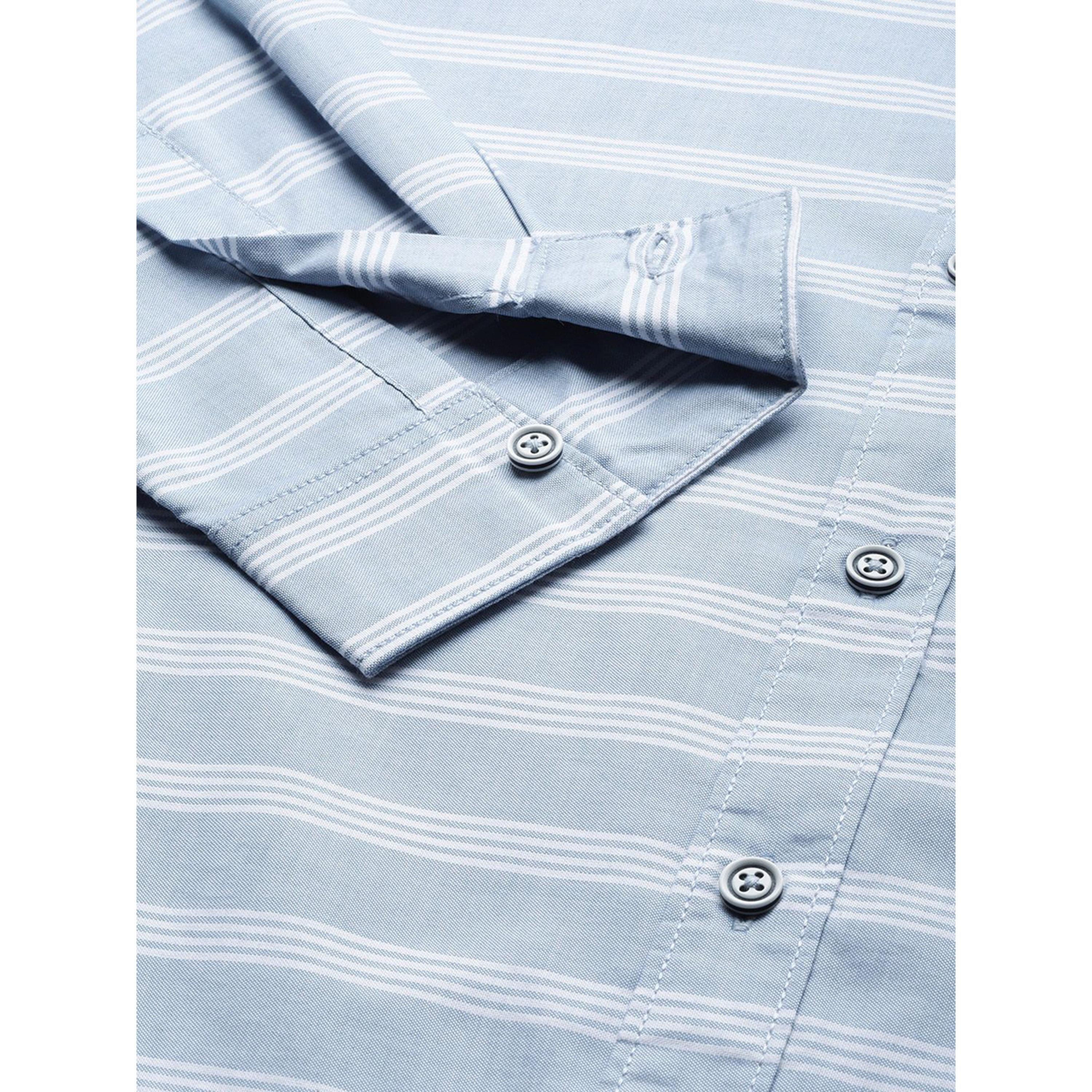 ذا انديان كراج كو × ستايلي - قميص رجالي مخطط تصميم نحيف لون الأزرق-men-clothing-shirts-image-3