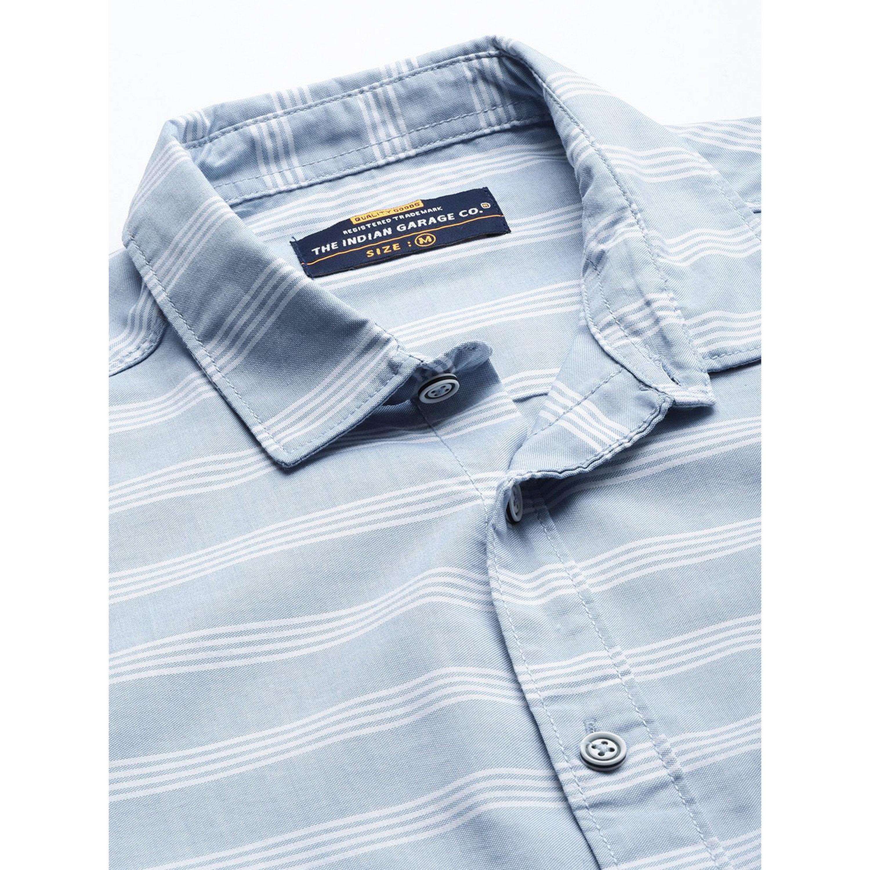 ذا انديان كراج كو × ستايلي - قميص رجالي مخطط تصميم نحيف لون الأزرق-men-clothing-shirts-image-5