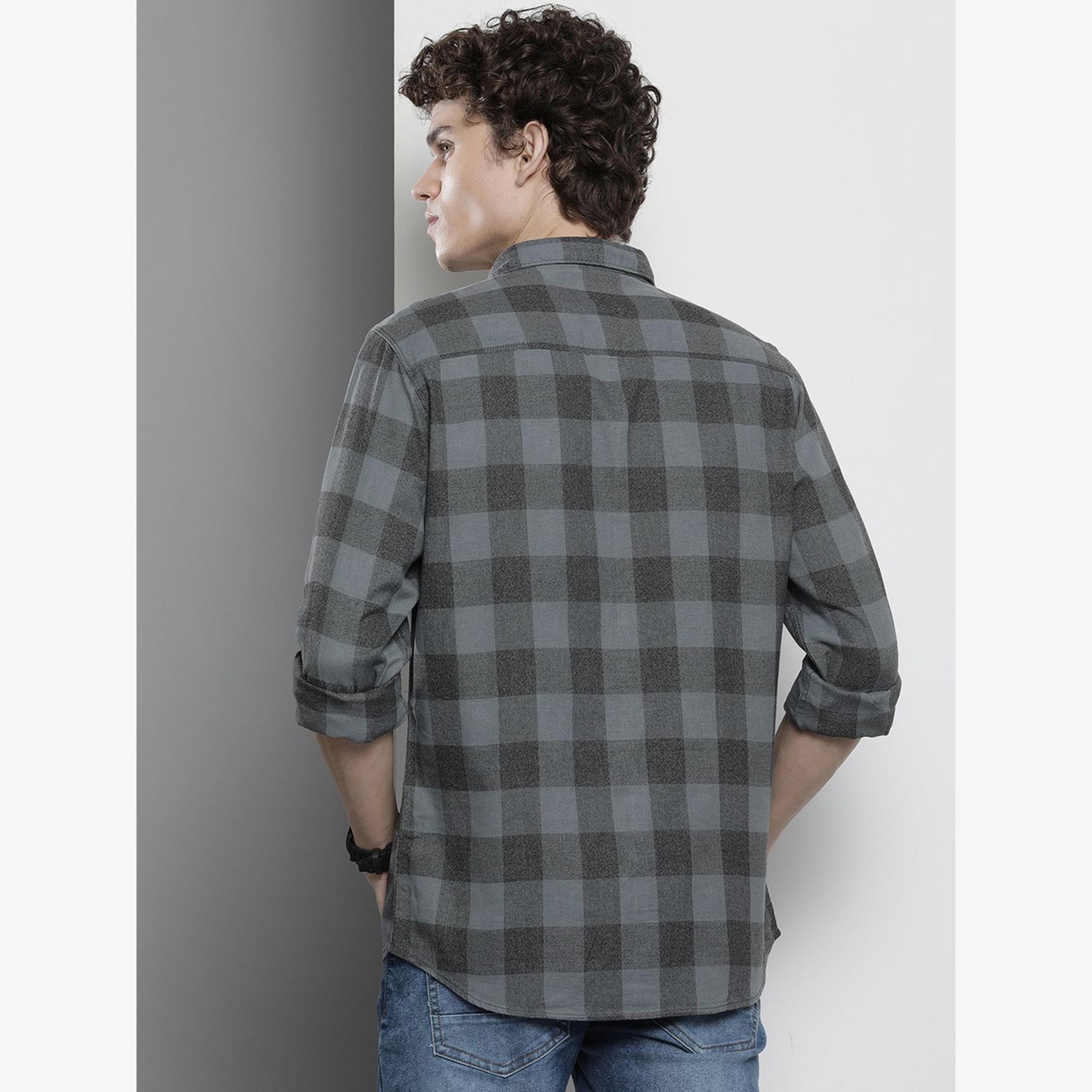 The Indian Garage Co X Styli Men Green Regular Fit Checked Shirt-men-clothing-shirts-image-3