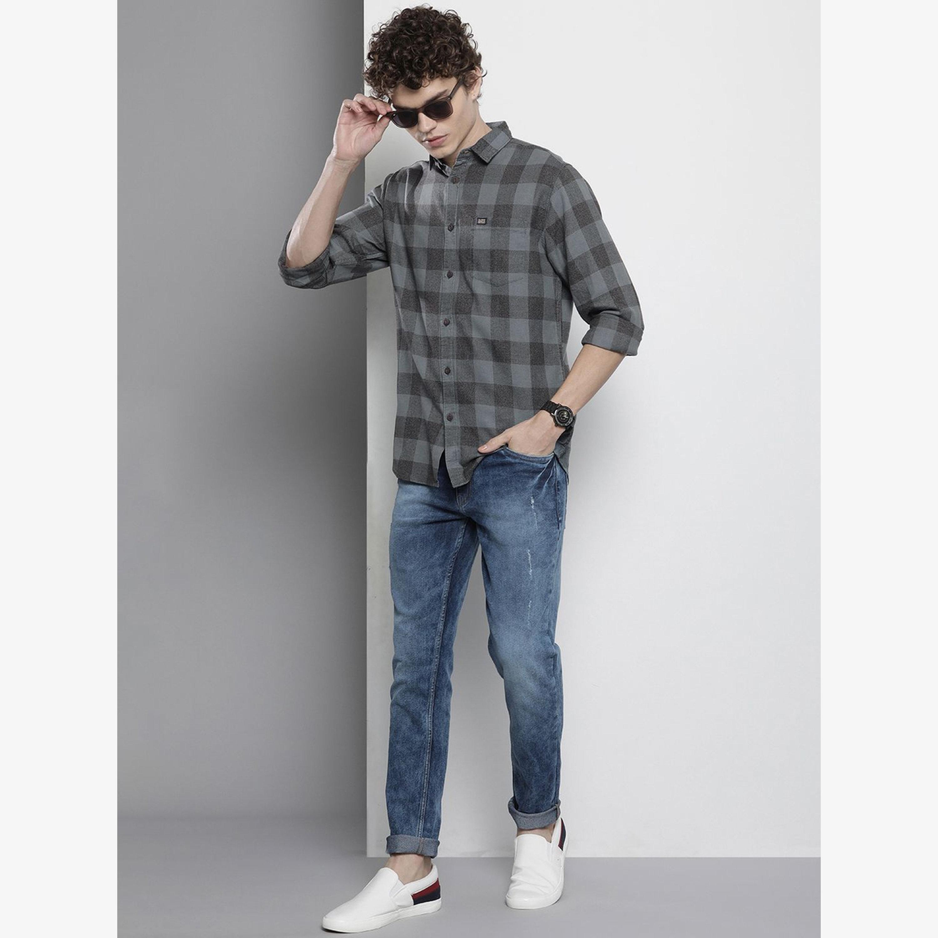 The Indian Garage Co X Styli Men Green Regular Fit Checked Shirt-men-clothing-shirts-image-4