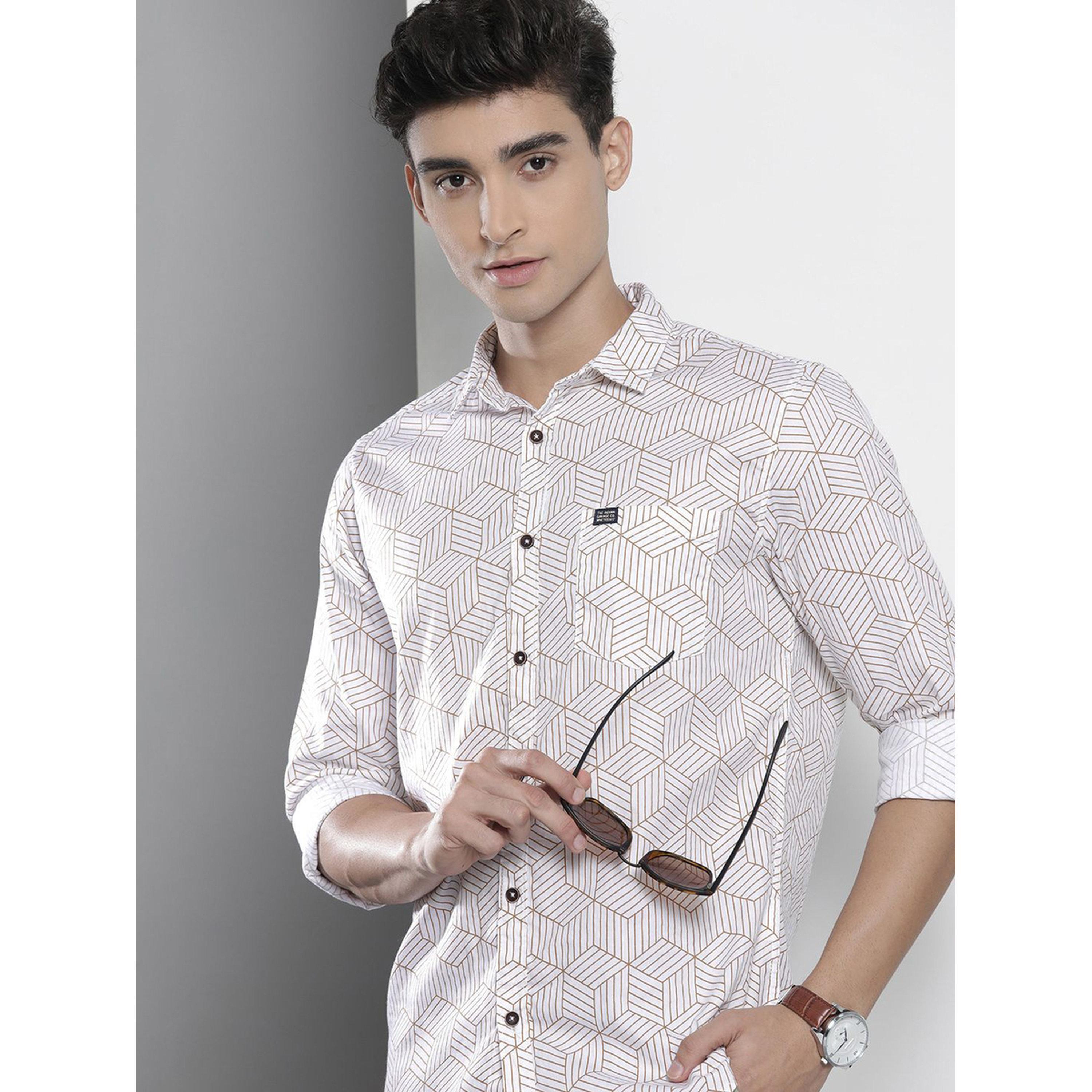 ذا انديان كراج كو × ستايلي - قميص أبيض بطبعة هندسية-men-clothing-shirts-image-2