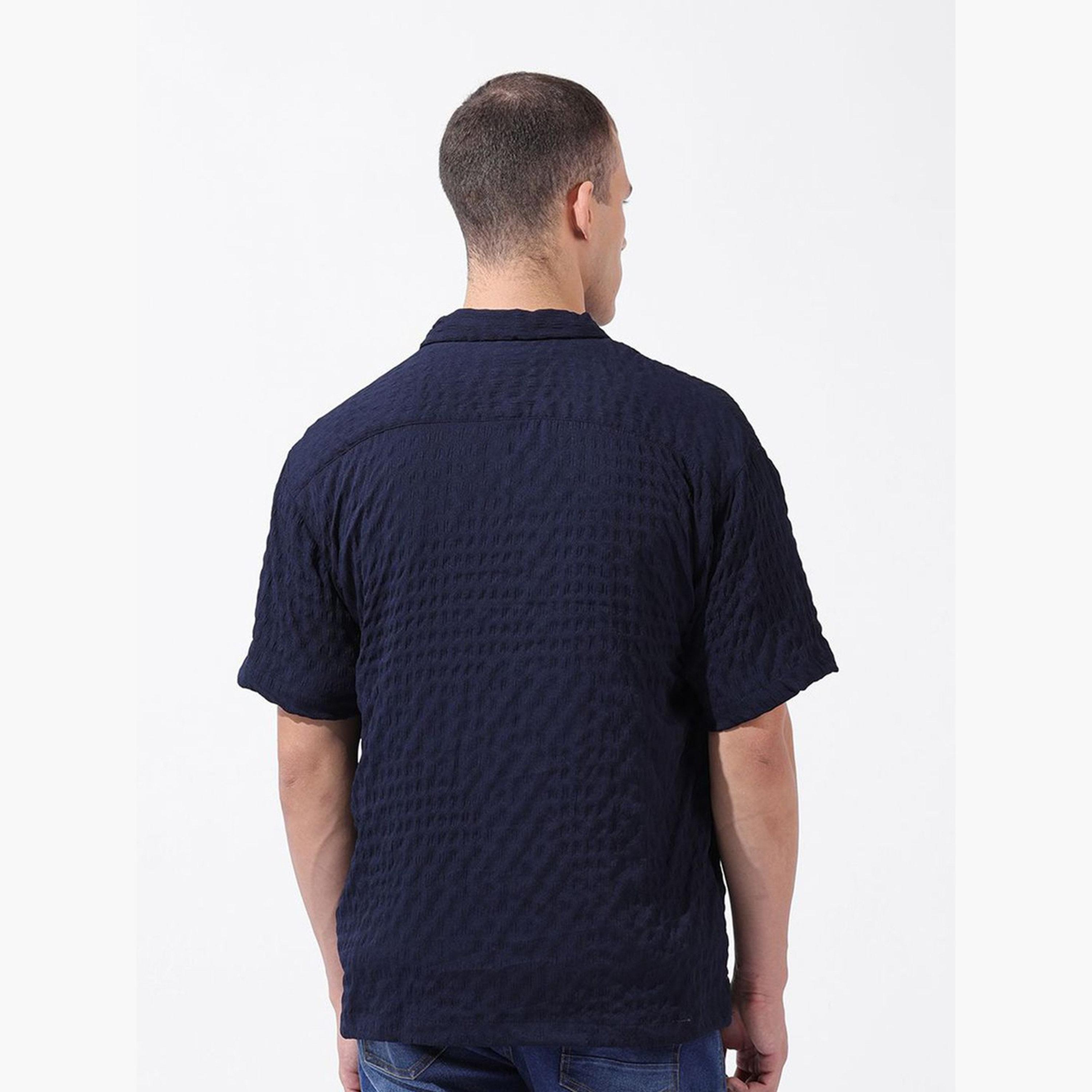 The Indian Garage Co X Styli Men Navy Blue Relaxed Fit Shirt-men-clothing-shirts-image-2