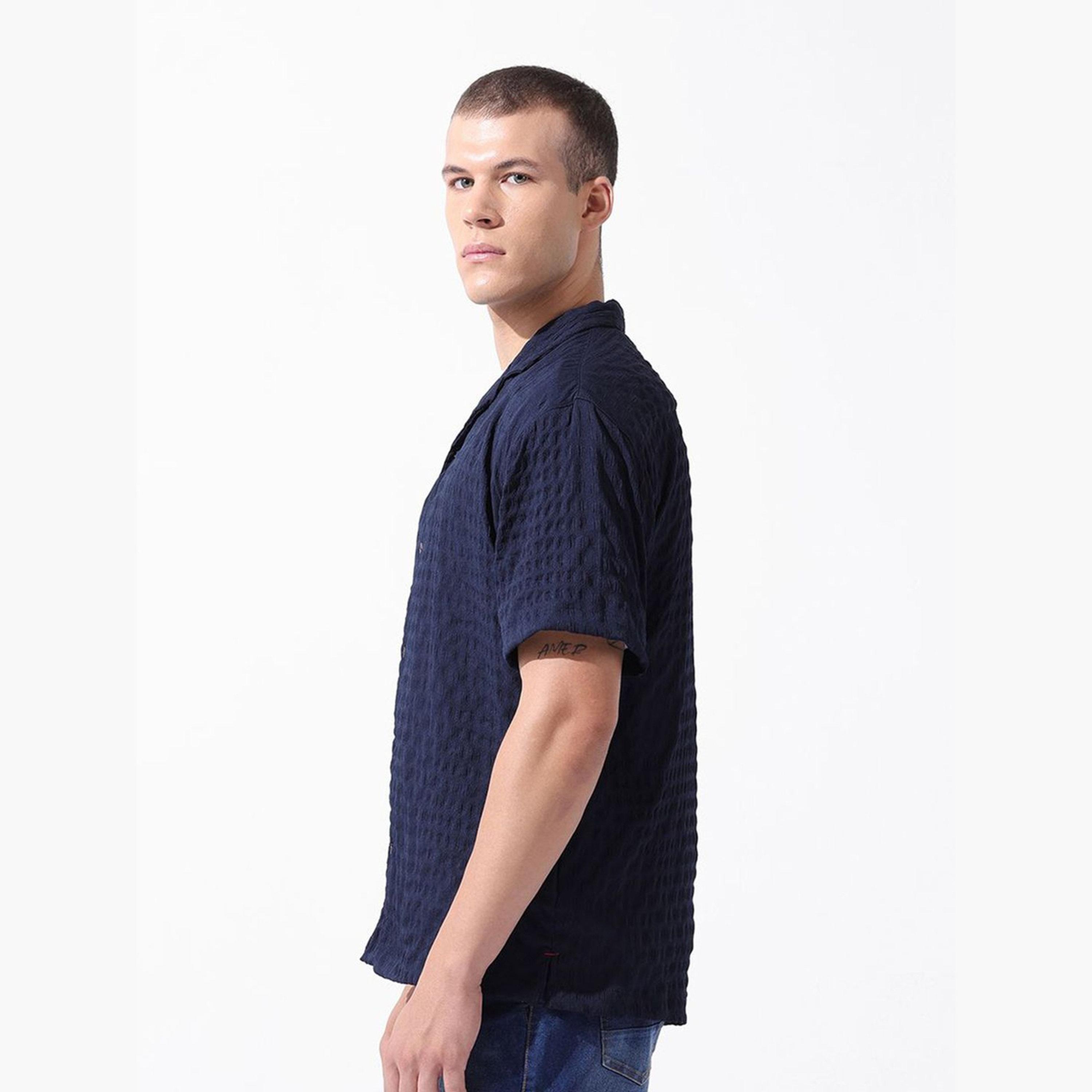 The Indian Garage Co X Styli Men Navy Blue Relaxed Fit Shirt-men-clothing-shirts-image-4