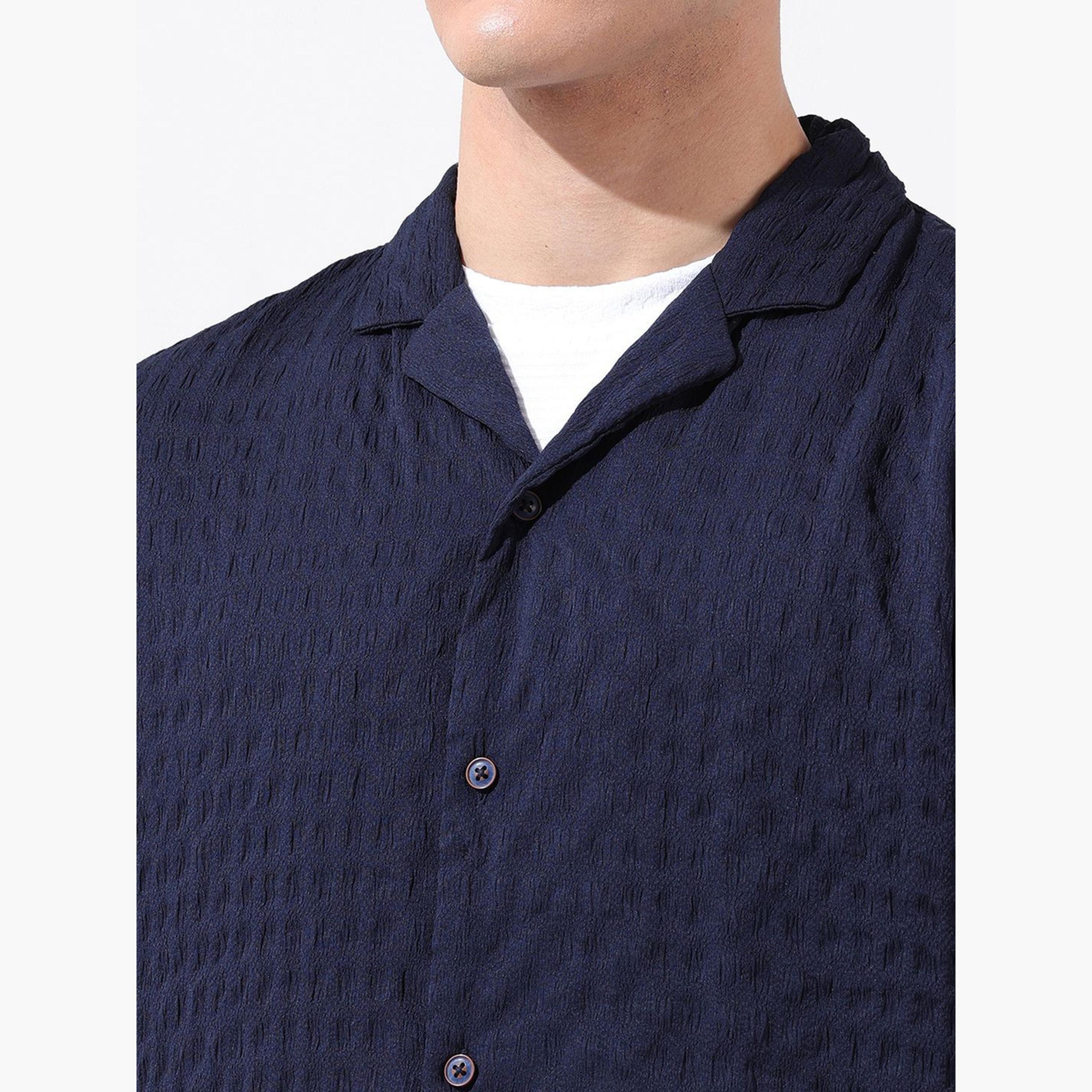 The Indian Garage Co X Styli Men Navy Blue Relaxed Fit Shirt-men-clothing-shirts-image-5