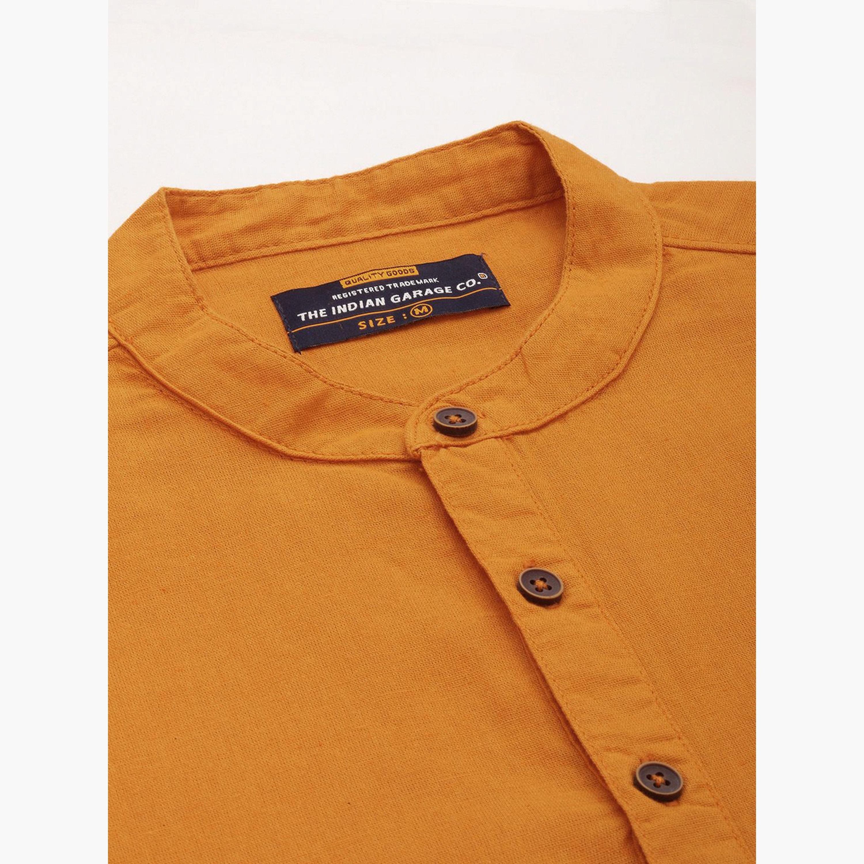 ذا انديان كراج كو × ستايلي - قميص رجالي بياقة ماندرين لون برتقالي-men-clothing-shirts-image-4