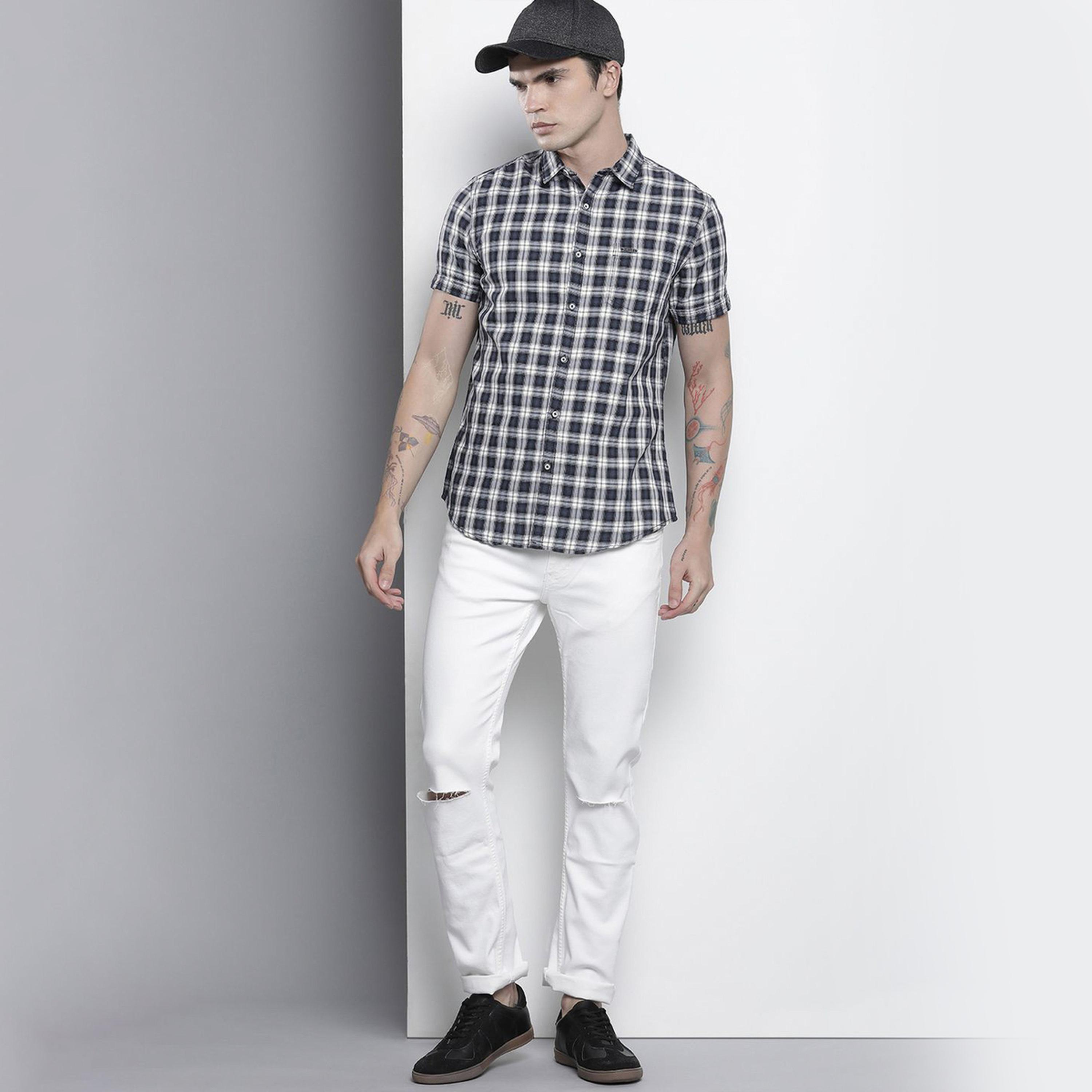 The Indian Garage Co X Styli Men Black Checkered Short Sleeve Shirt-men-clothing-shirts-image-2