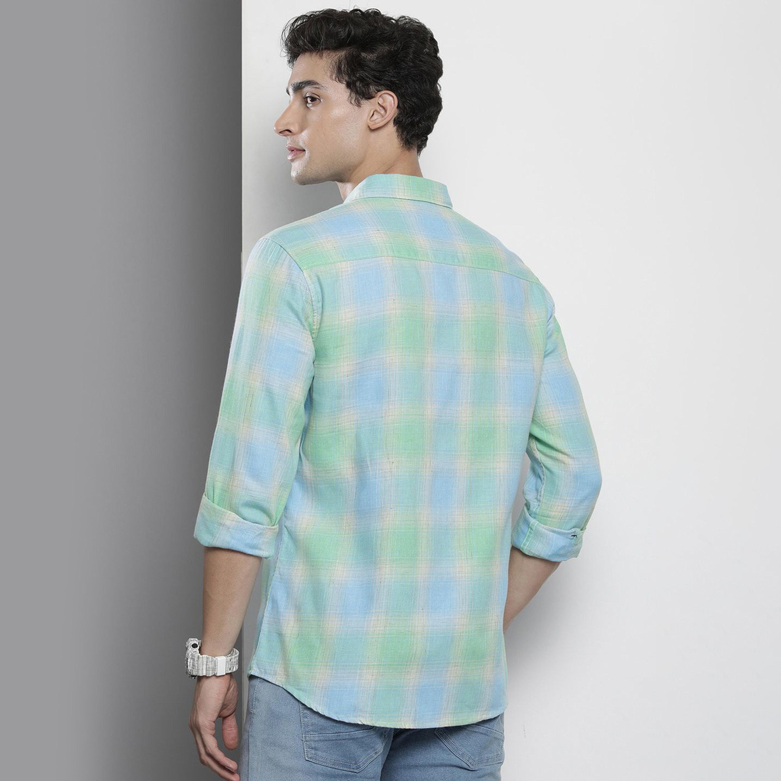 The Indian Garage Co X Styli Men Blue Regular Fit Checked Shirt-men-clothing-shirts-image-3