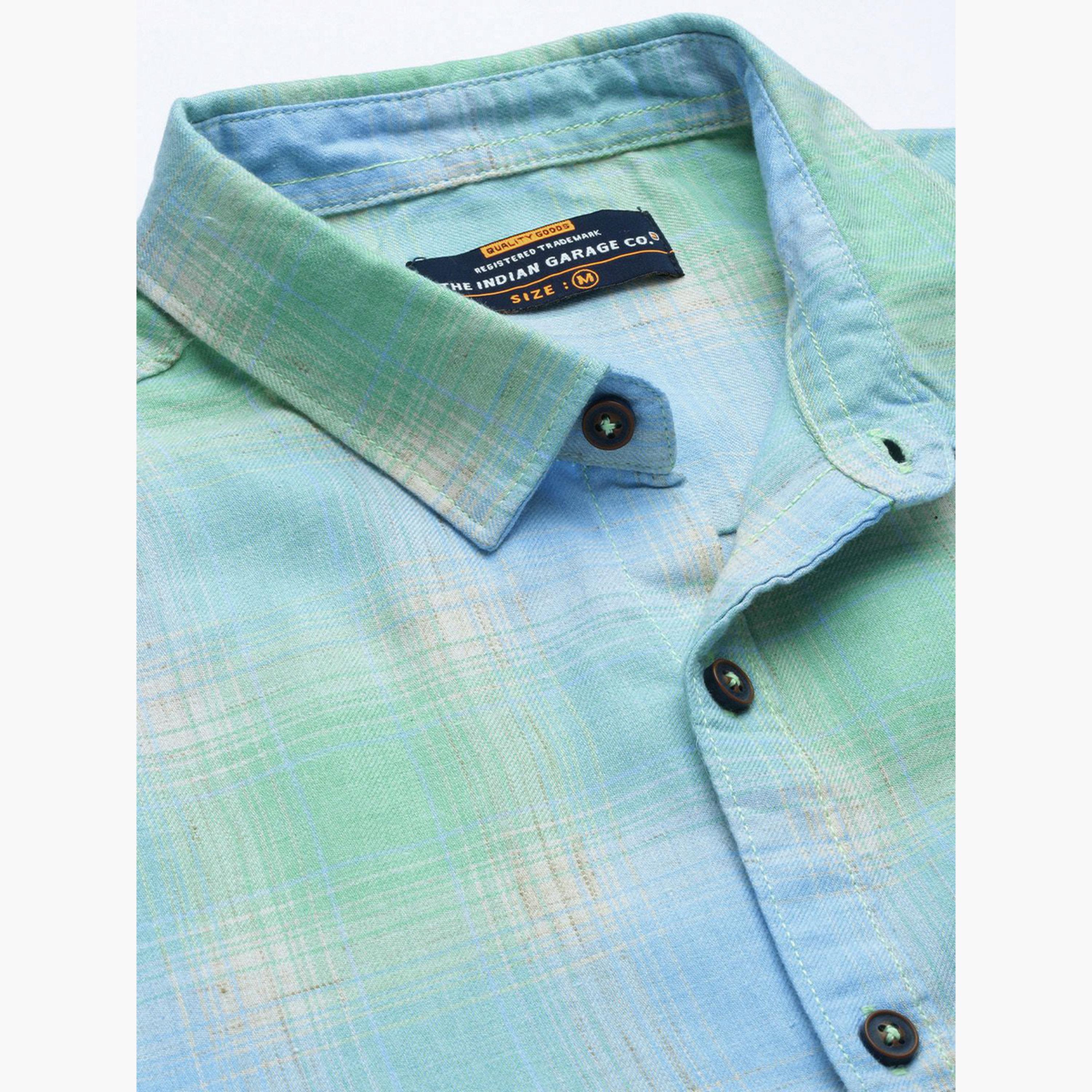 The Indian Garage Co X Styli Men Blue Regular Fit Checked Shirt-men-clothing-shirts-image-5