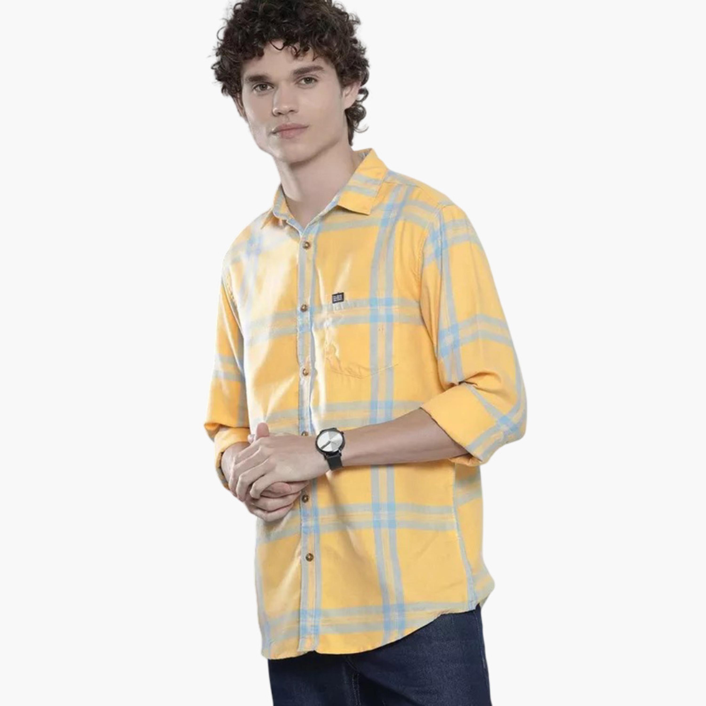 ذا انديان كراج كو × ستايلي - قميص رجالي منقوش لون أصفر-men-clothing-shirts-image-1