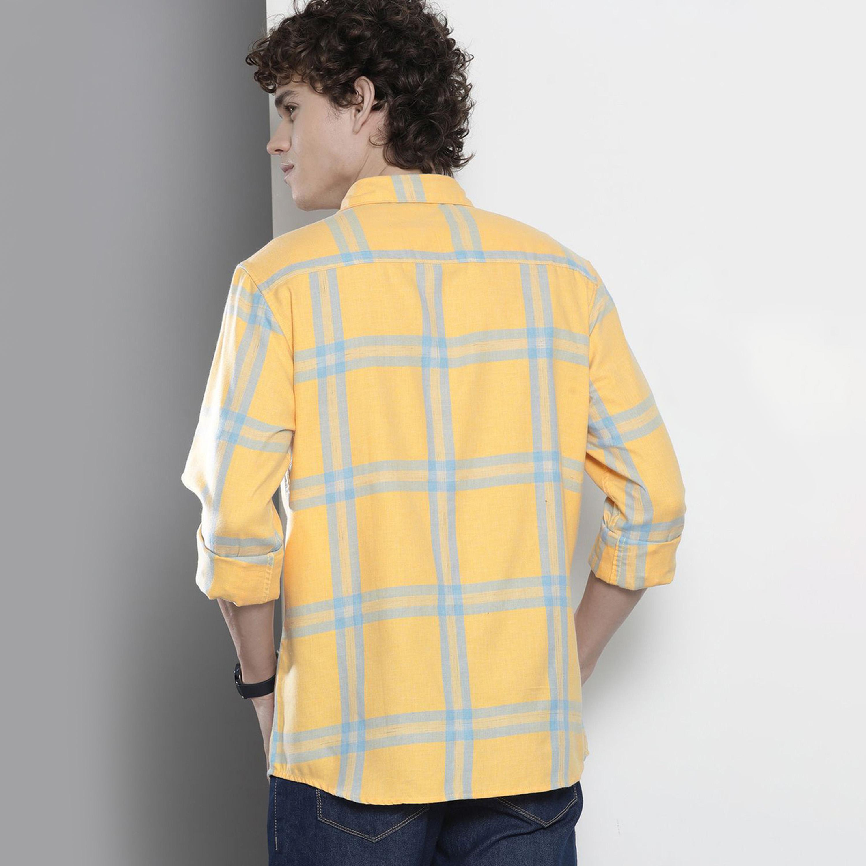 ذا انديان كراج كو × ستايلي - قميص رجالي منقوش لون أصفر-men-clothing-shirts-image-3