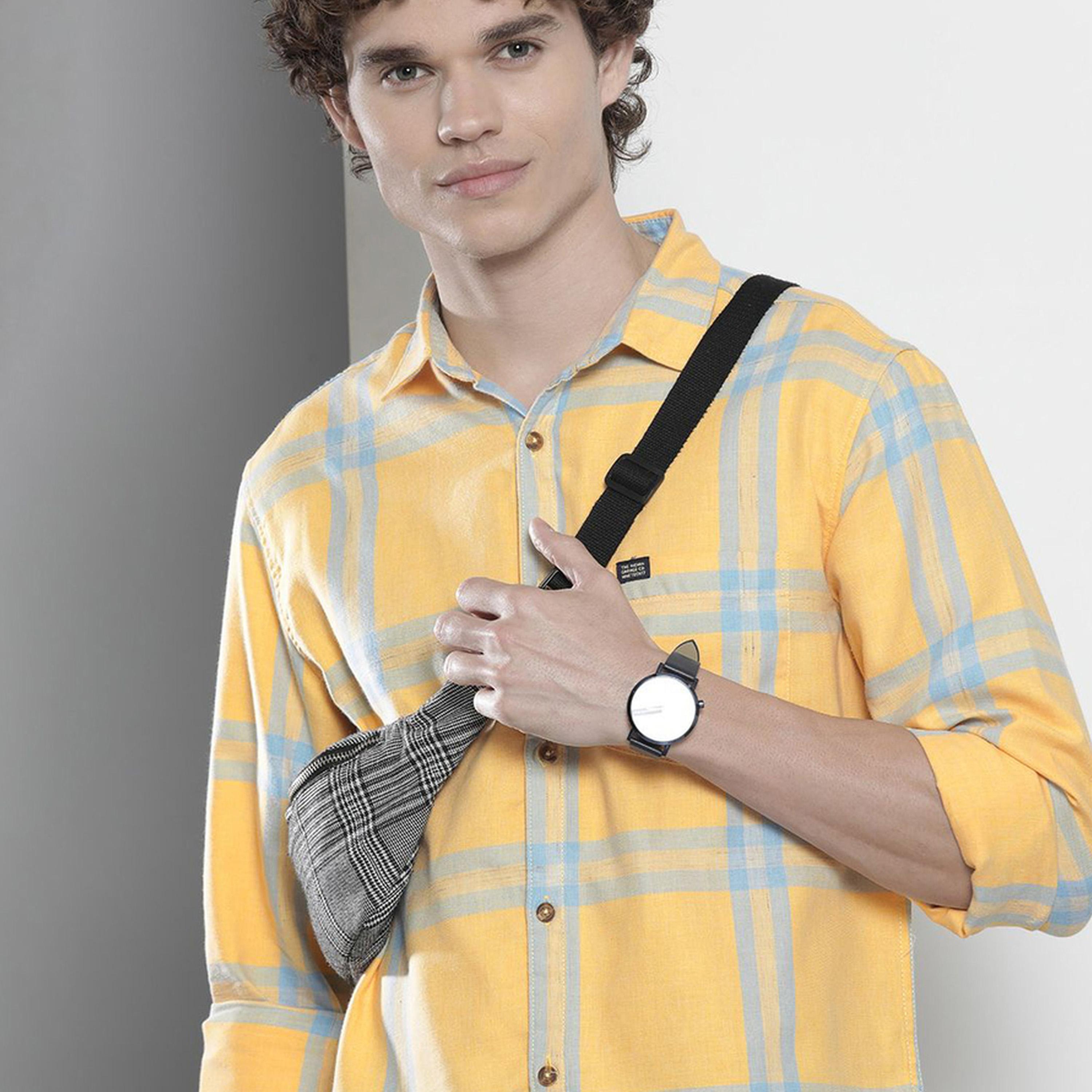 ذا انديان كراج كو × ستايلي - قميص رجالي منقوش لون أصفر-men-clothing-shirts-image-4
