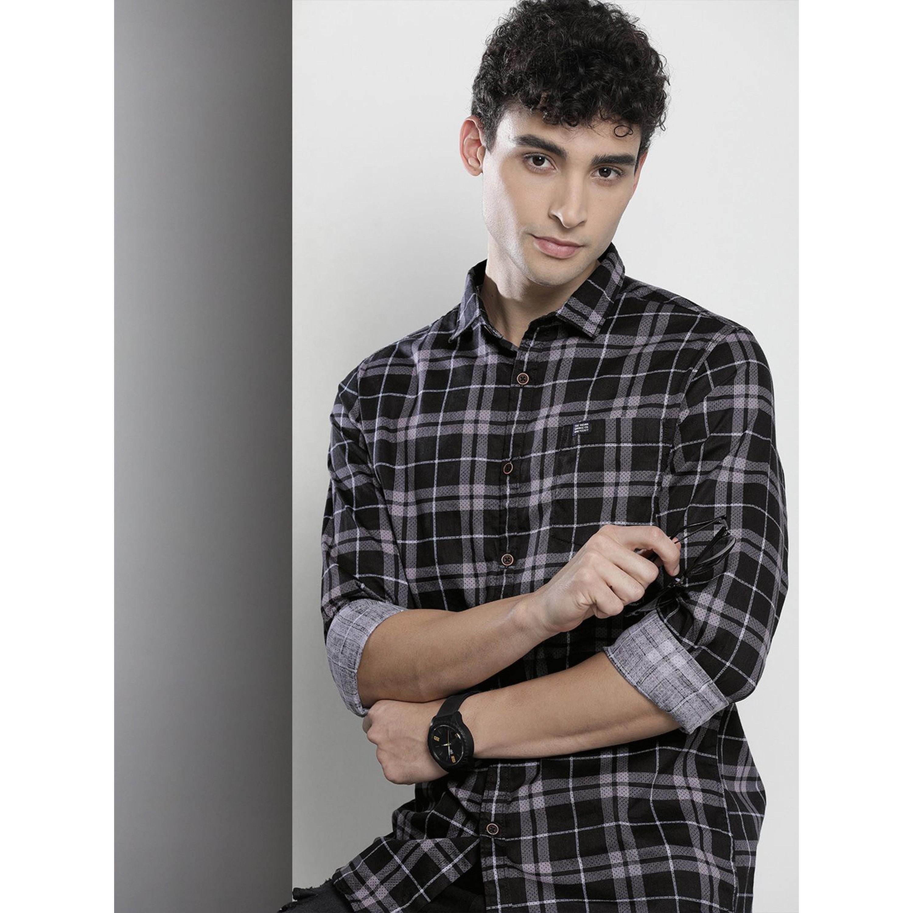 ذا انديان كراج كو × ستايلي - قميص رجالي أسود منقوش-men-clothing-shirts-image-2