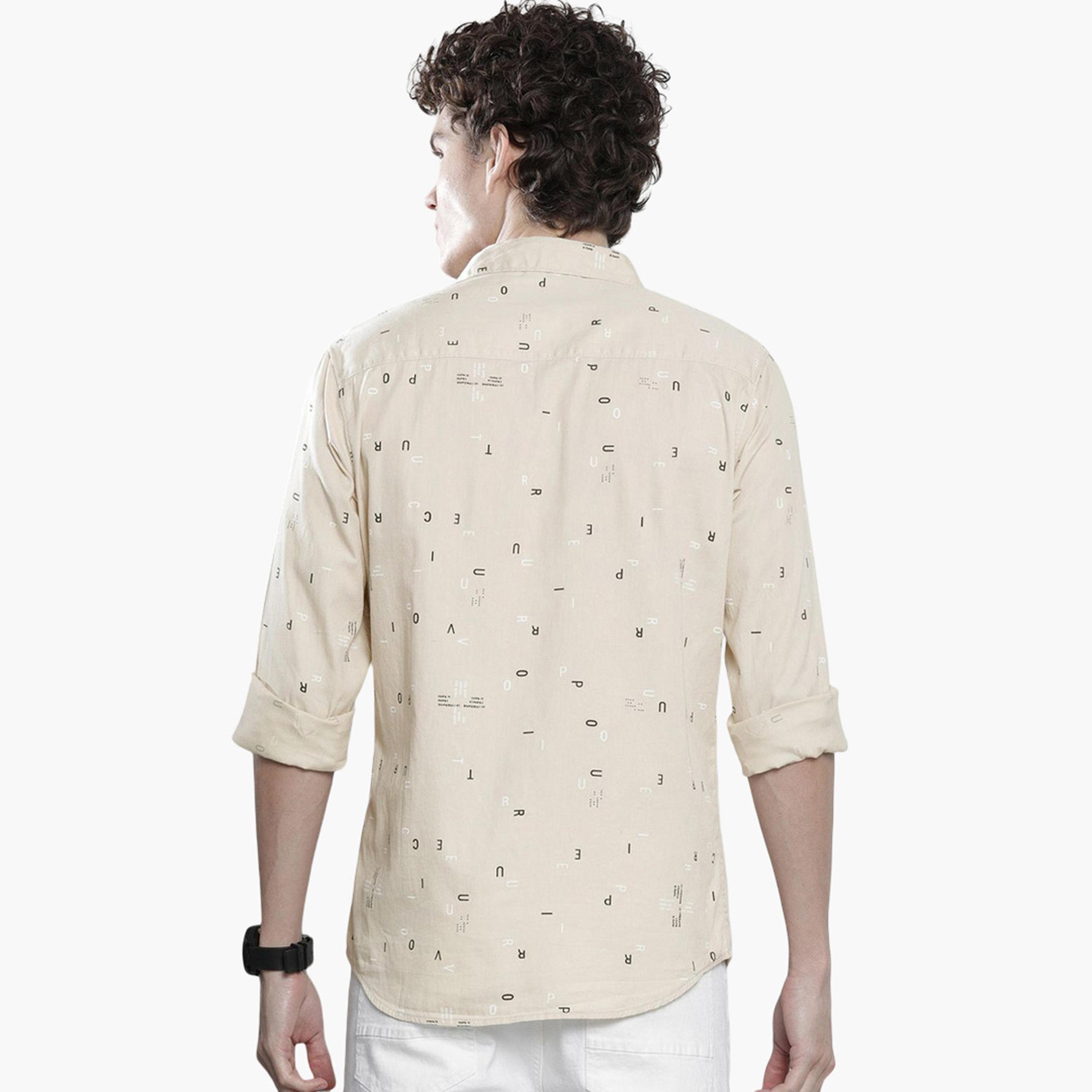 ذا انديان كراج كو × ستايلي - قميص رجالي تصميم عادي ببطبعة لون كريمي-men-clothing-shirts-image-3