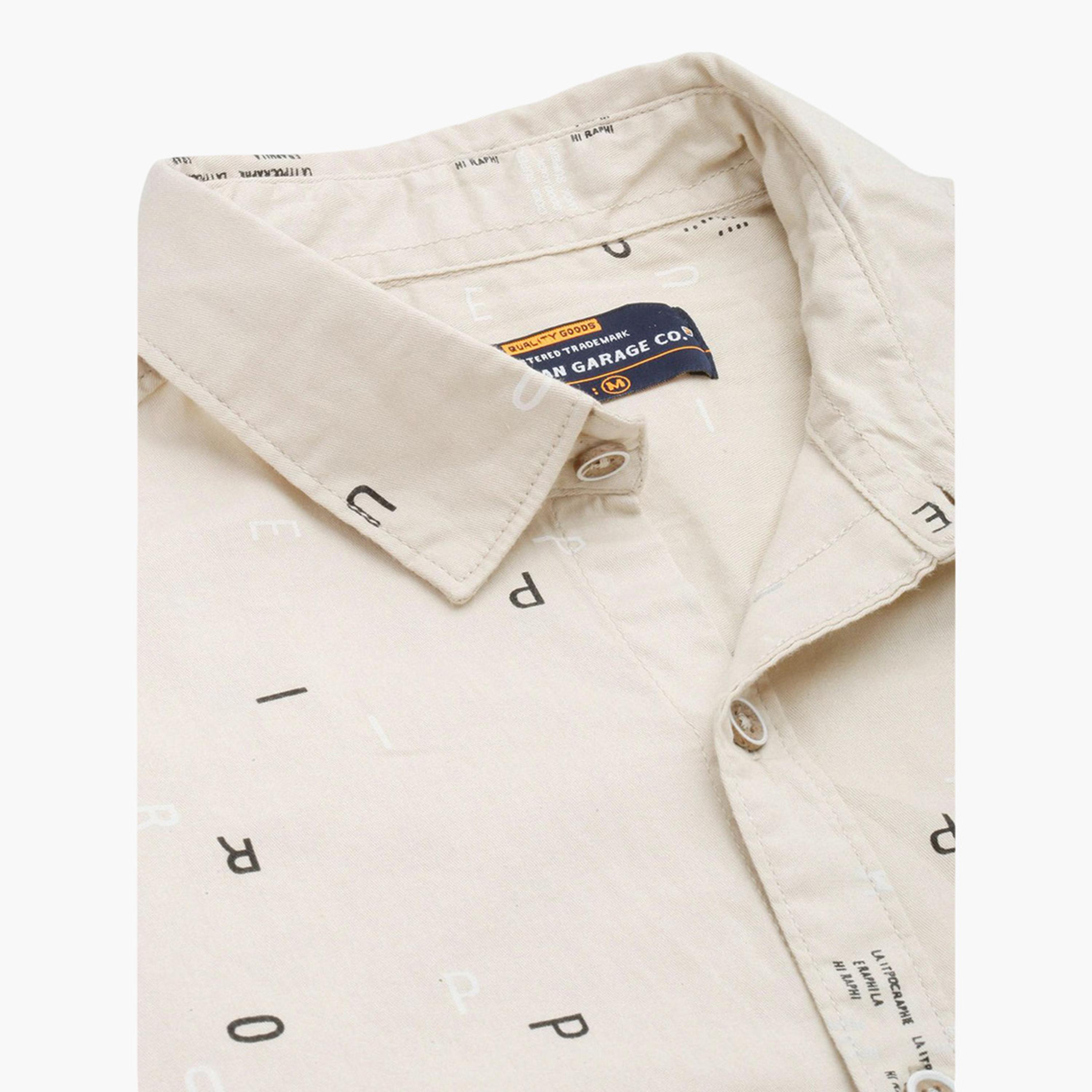 ذا انديان كراج كو × ستايلي - قميص رجالي تصميم عادي ببطبعة لون كريمي-men-clothing-shirts-image-5
