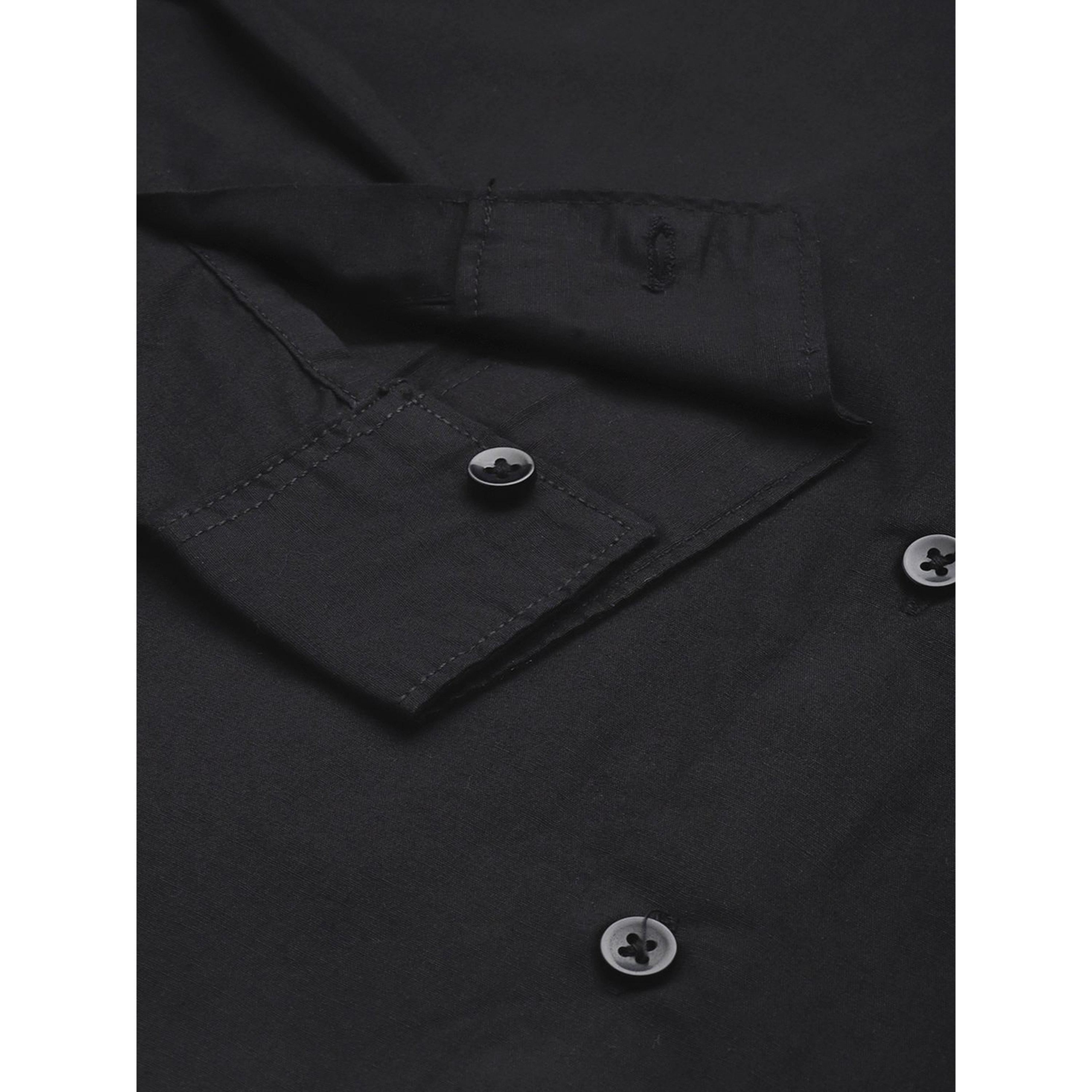 ذا انديان كراج كو × ستايلي - قميص رجالي أسود بياقة ماندرين-men-clothing-shirts-image-3
