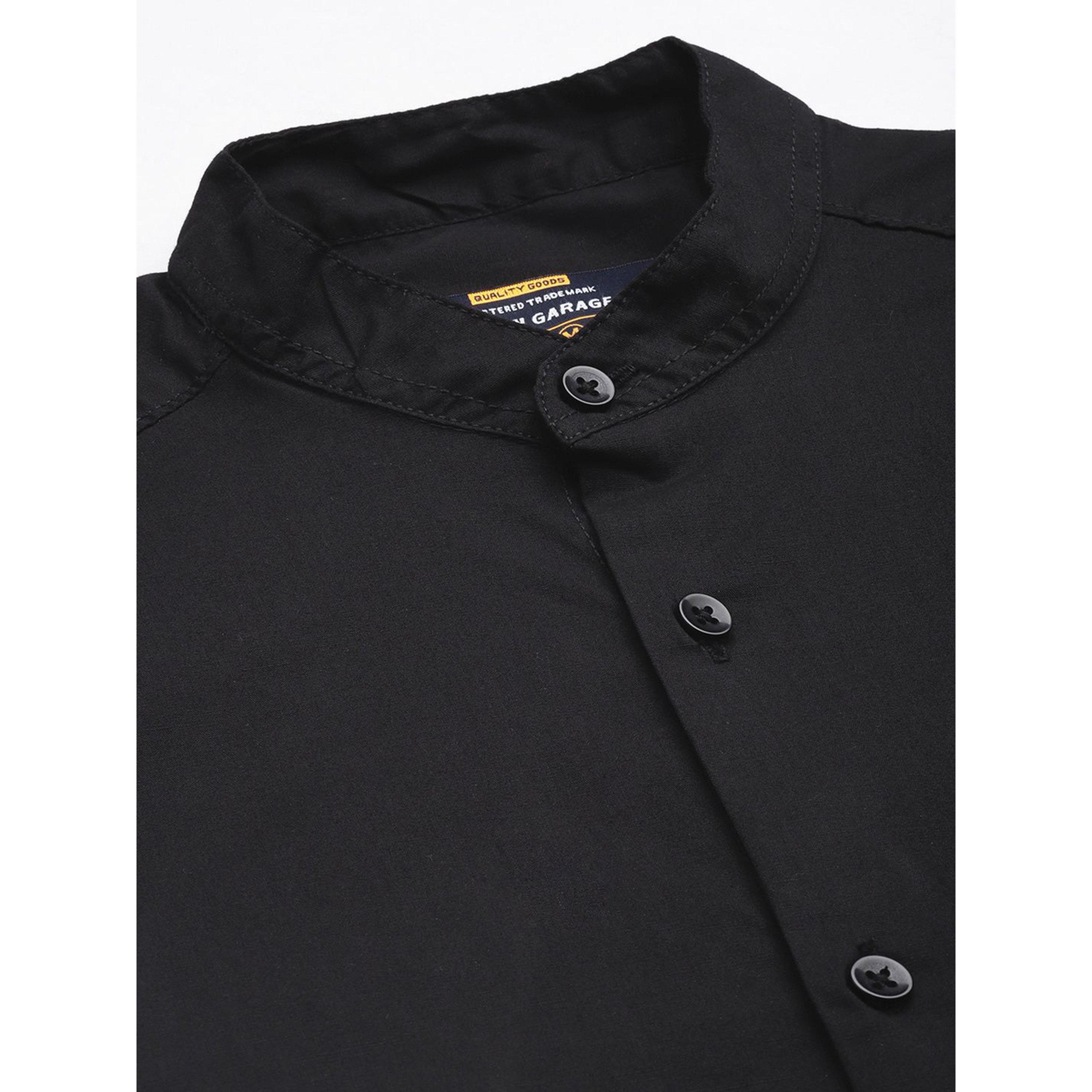 The Indian Garage Co X Styli Men Black Mandarin Collar Shirt-men-clothing-shirts-image-5