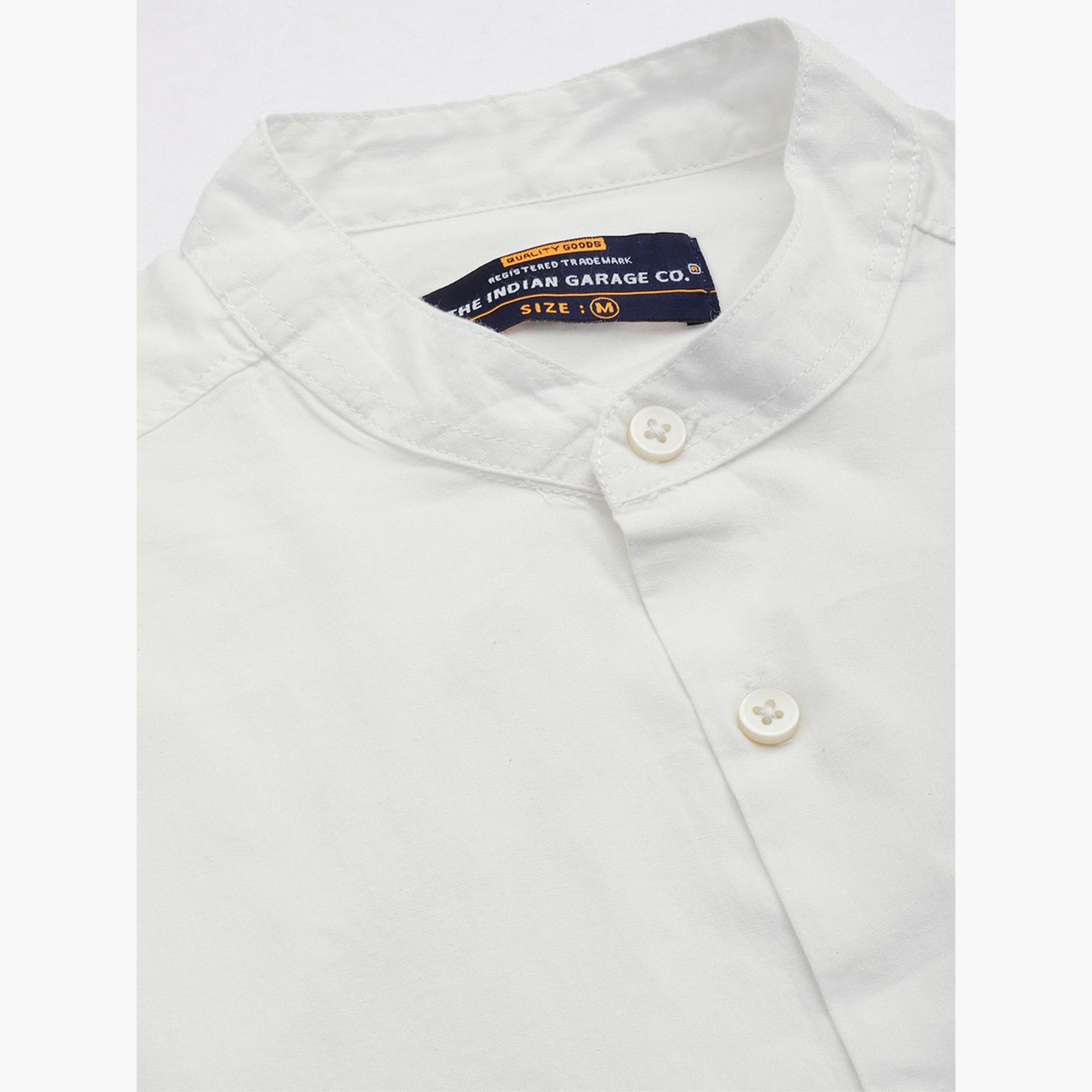 ذا انديان كراج كو × ستايلي - قميص رجالي أبيض بياقة ماندرين-men-clothing-shirts-image-5