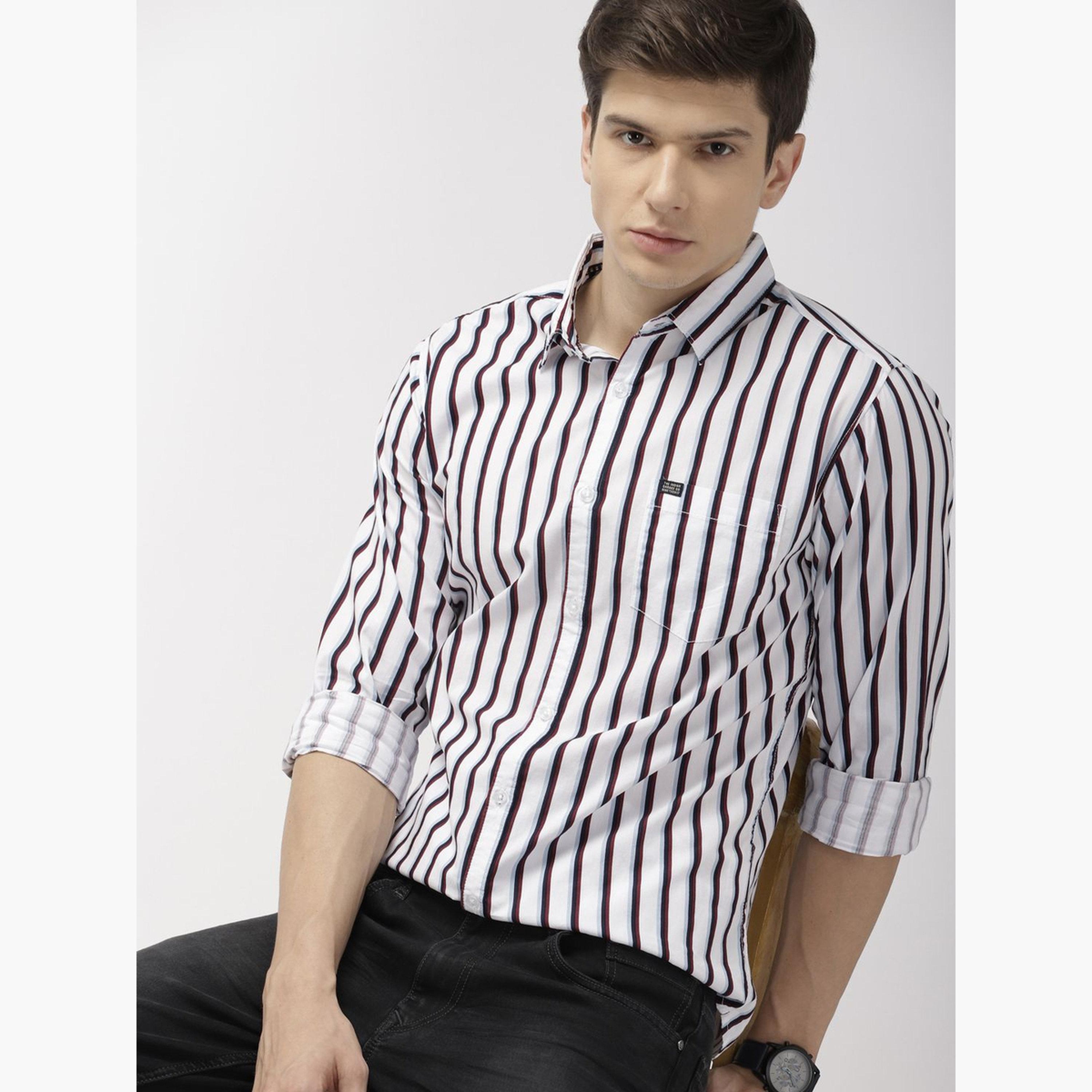The Indian Garage Co X Styli Men White Striped Slim Fit Shirt-men-clothing-shirts-image-2