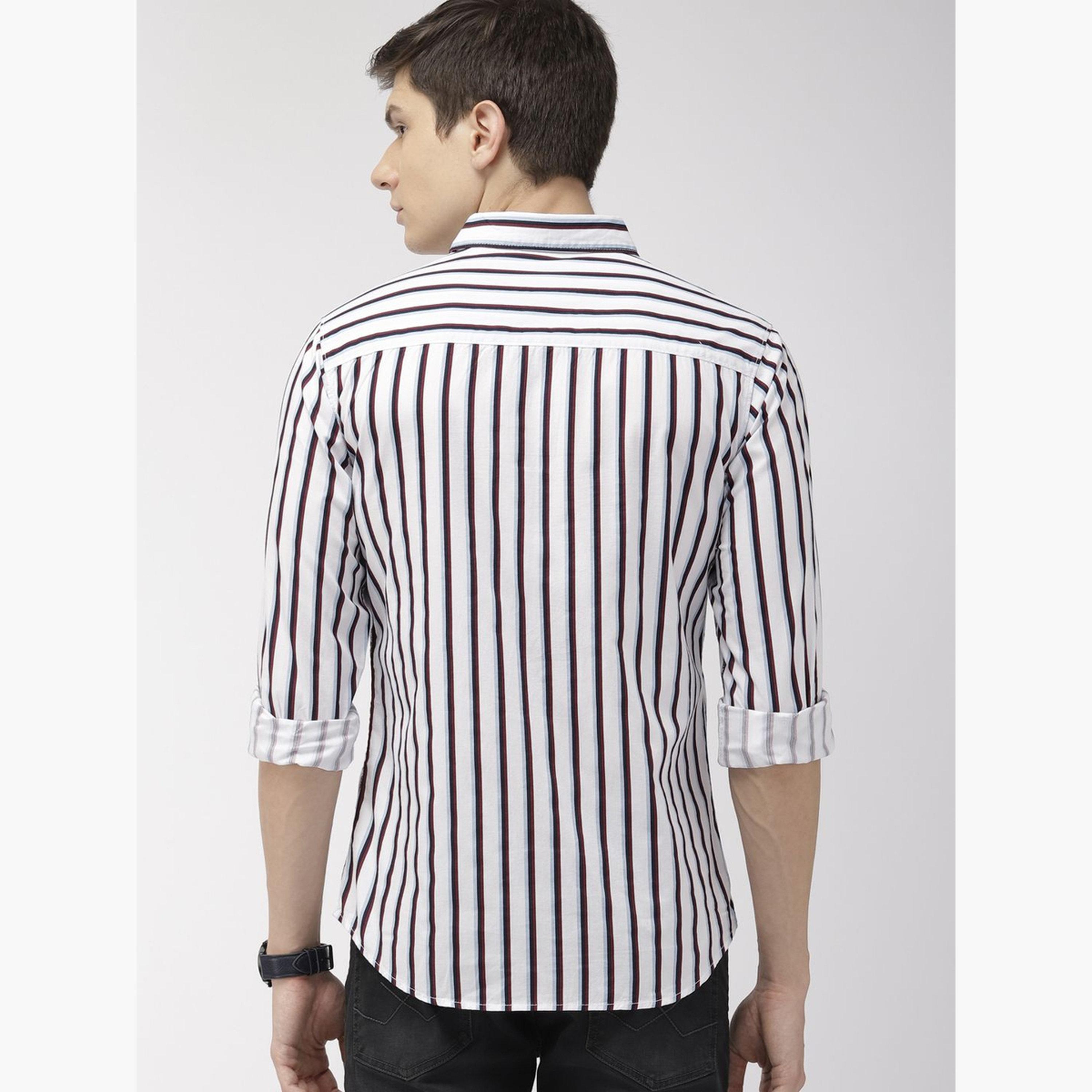 The Indian Garage Co X Styli Men White Striped Slim Fit Shirt-men-clothing-shirts-image-3