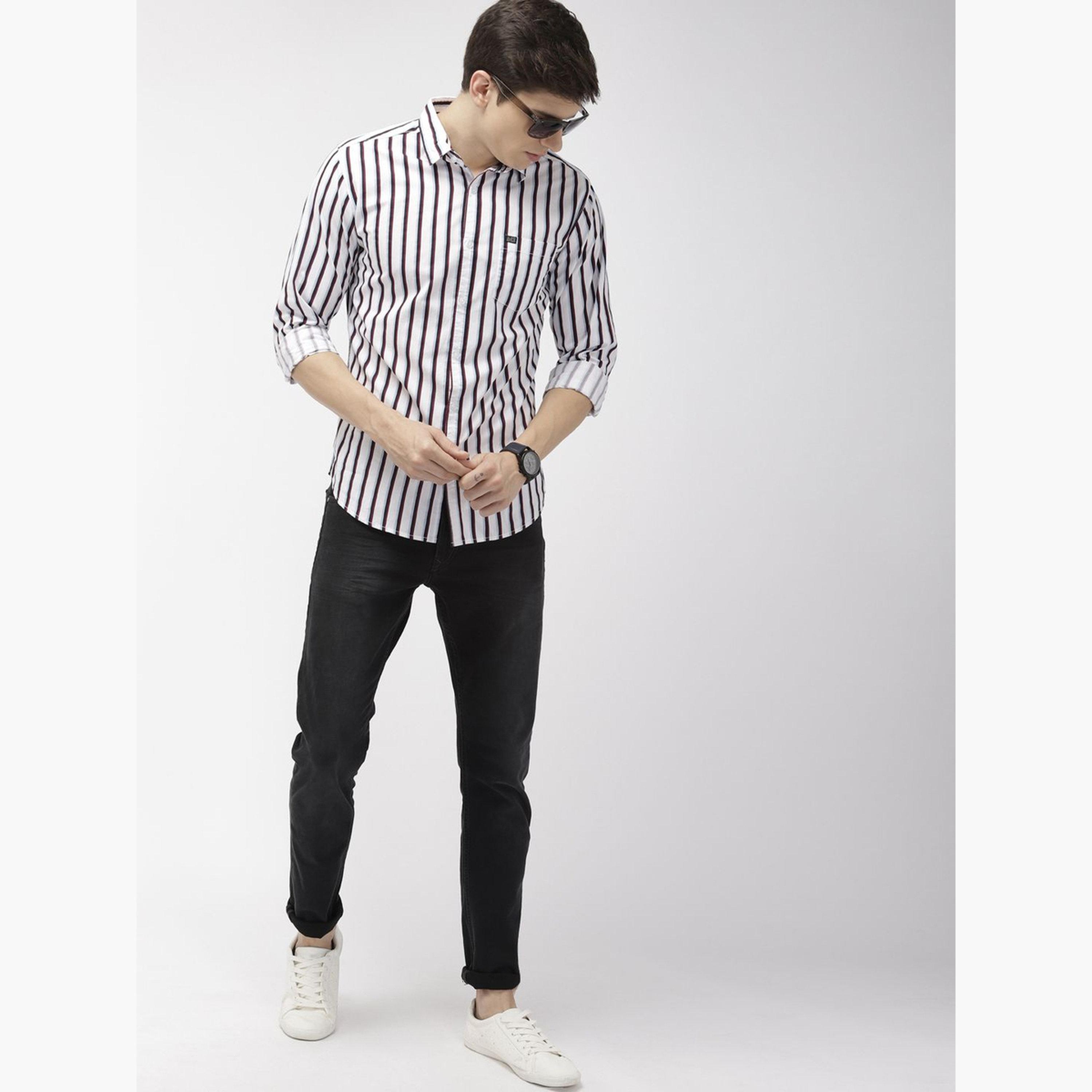 The Indian Garage Co X Styli Men White Striped Slim Fit Shirt-men-clothing-shirts-image-4
