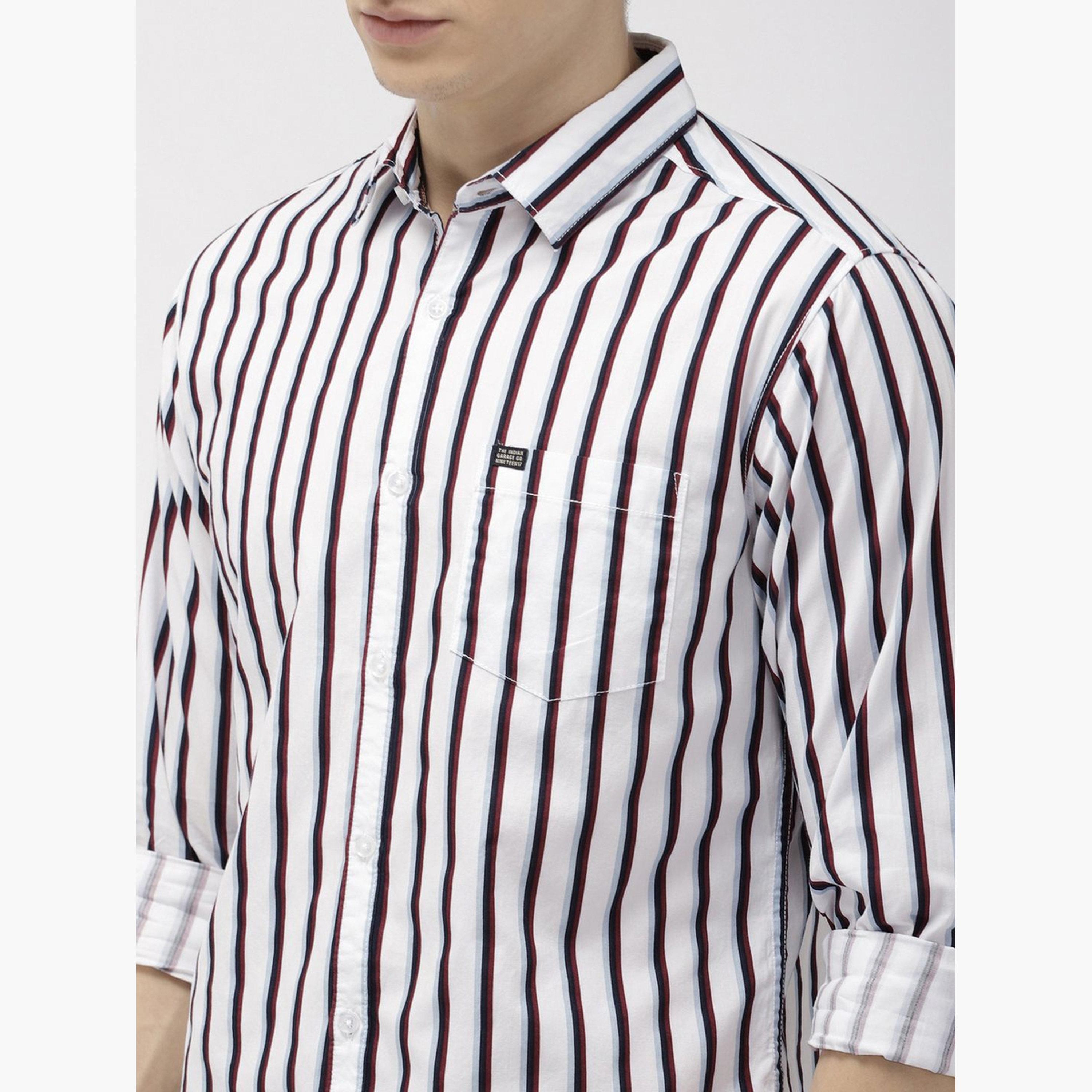The Indian Garage Co X Styli Men White Striped Slim Fit Shirt-men-clothing-shirts-image-5