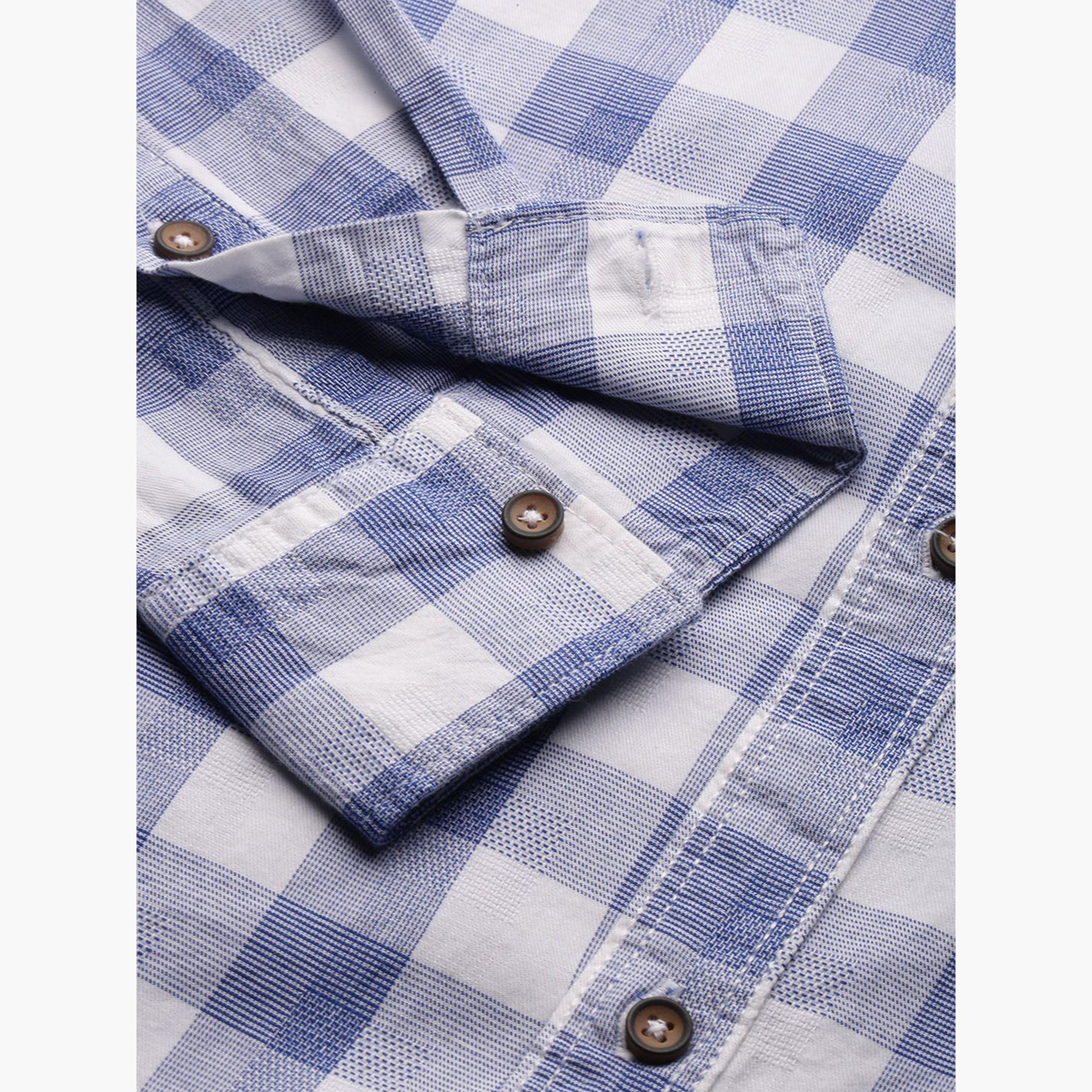 ذا انديان كراج كو × ستايلي - قميص رجالي تصميم نحيف منقوش لون أبيض-men-clothing-shirts-image-3