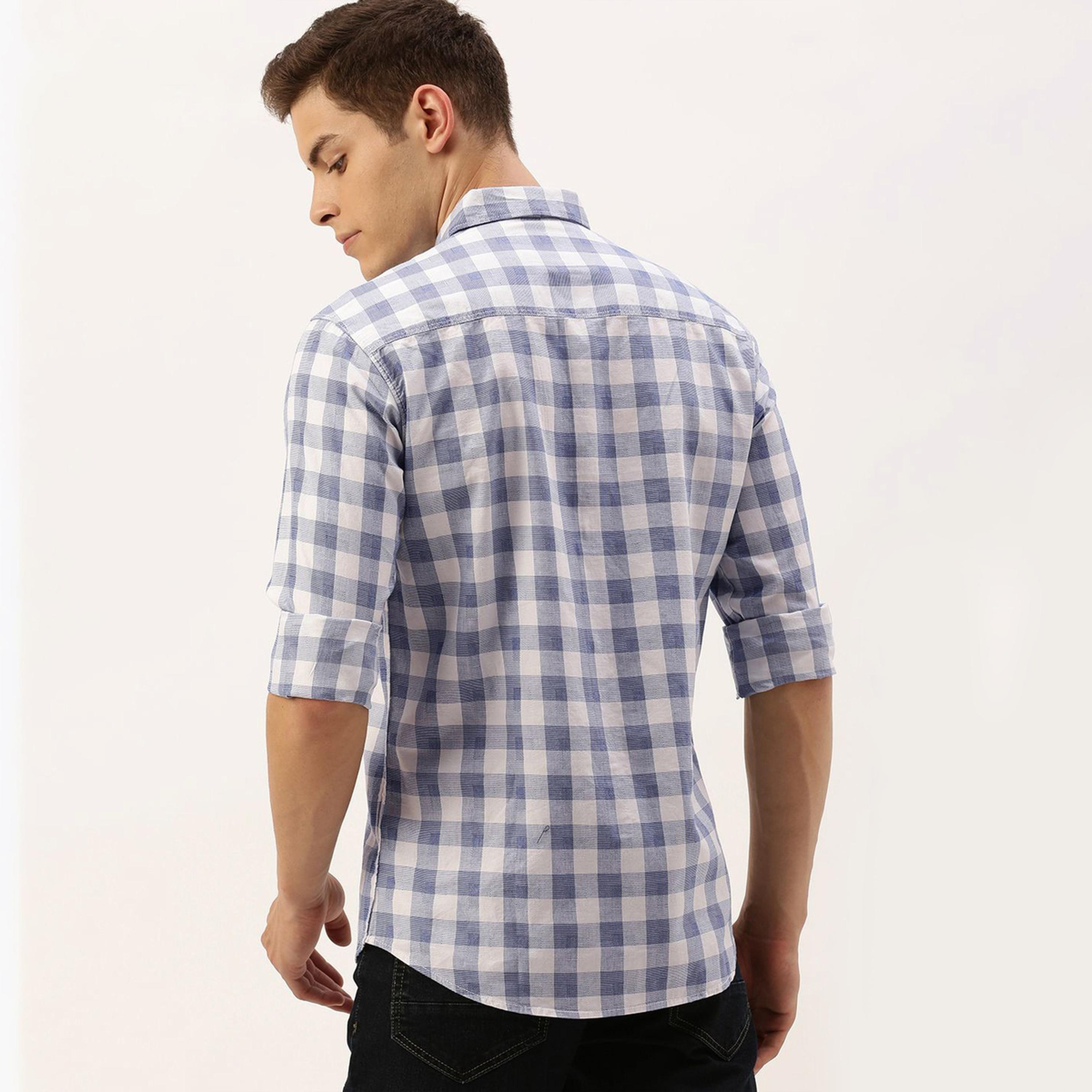ذا انديان كراج كو × ستايلي - قميص رجالي تصميم نحيف منقوش لون أبيض-men-clothing-shirts-image-4