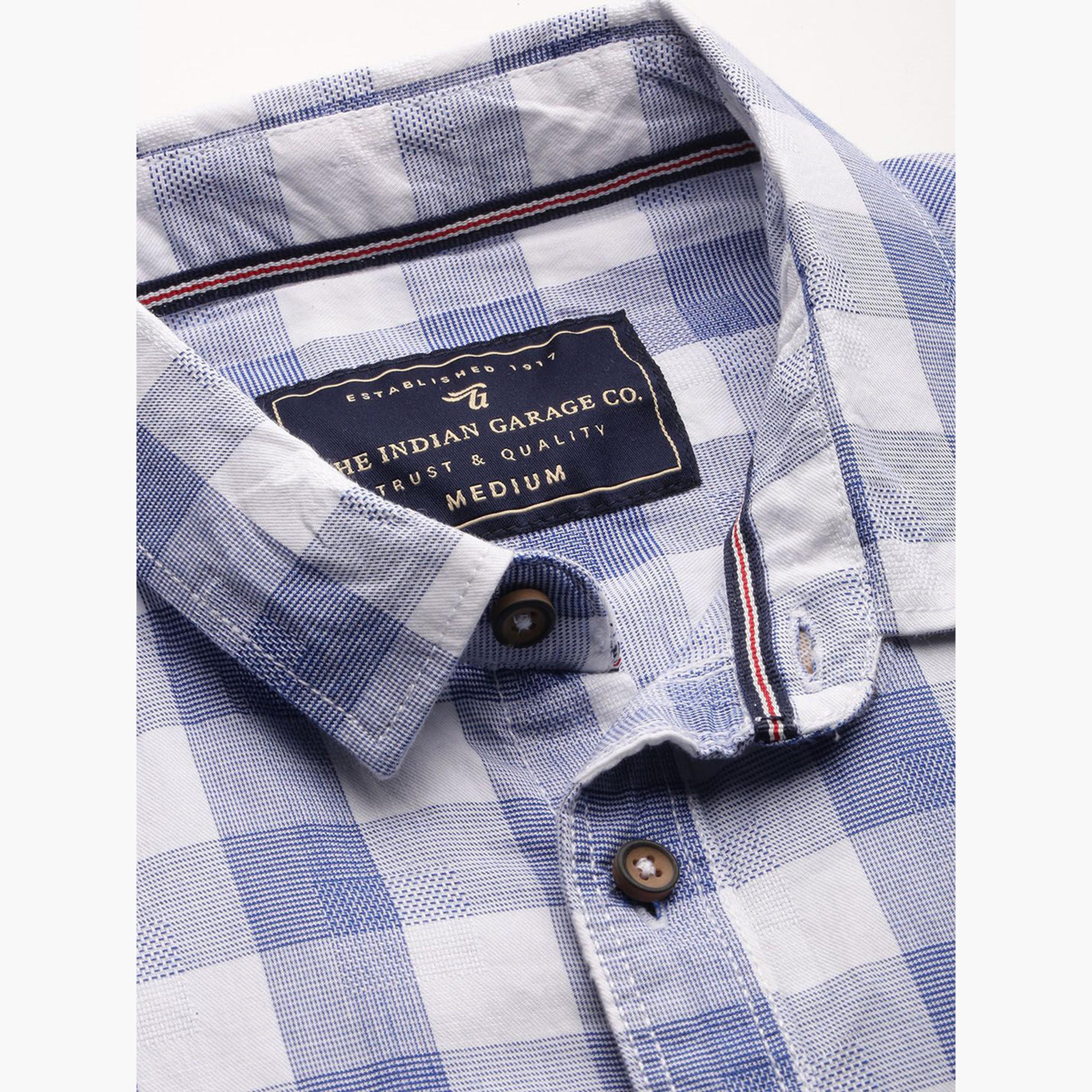 ذا انديان كراج كو × ستايلي - قميص رجالي تصميم نحيف منقوش لون أبيض-men-clothing-shirts-image-6
