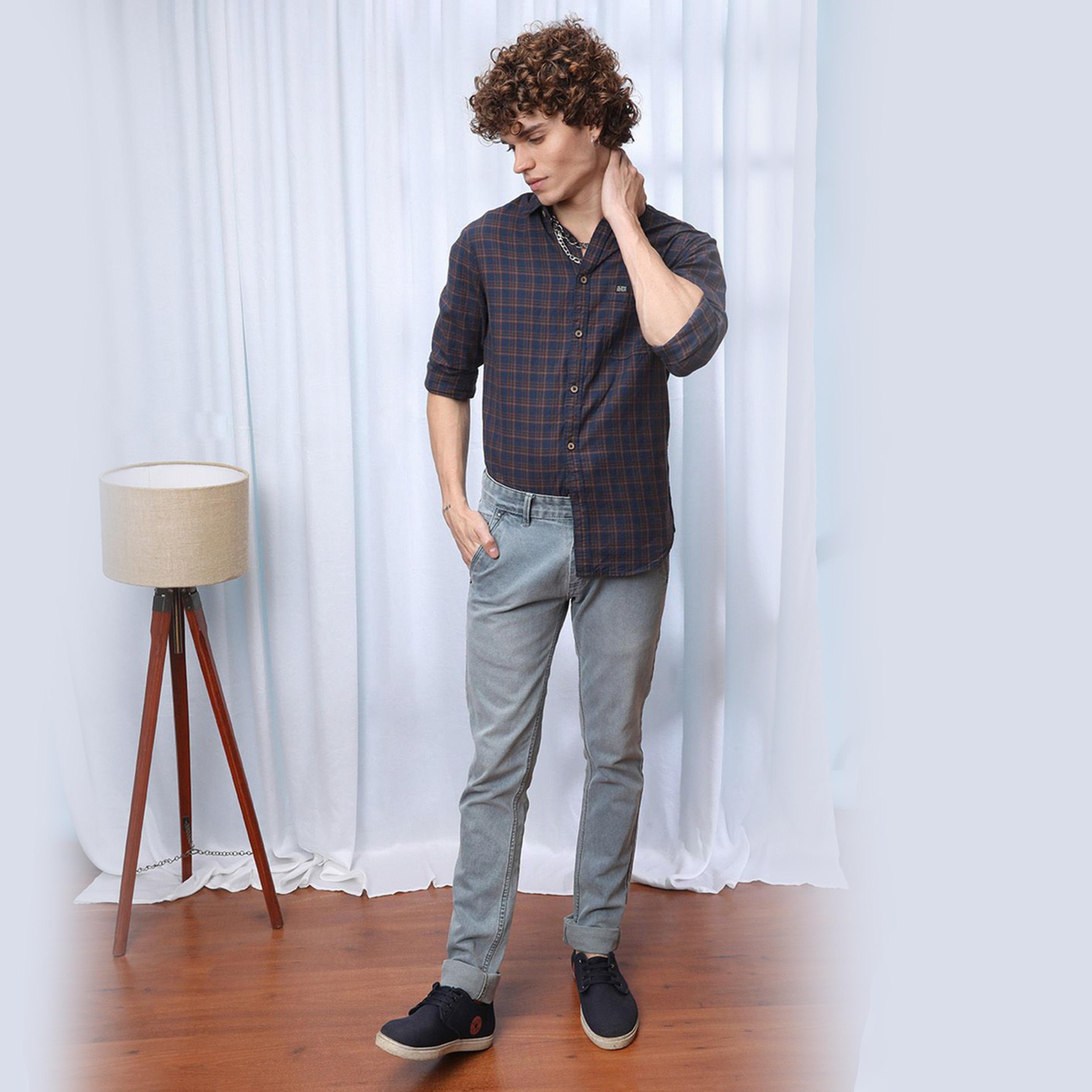The Indian Garage Co X Styli Men Navy Blue Checked Shirt-men-clothing-shirts-image-2