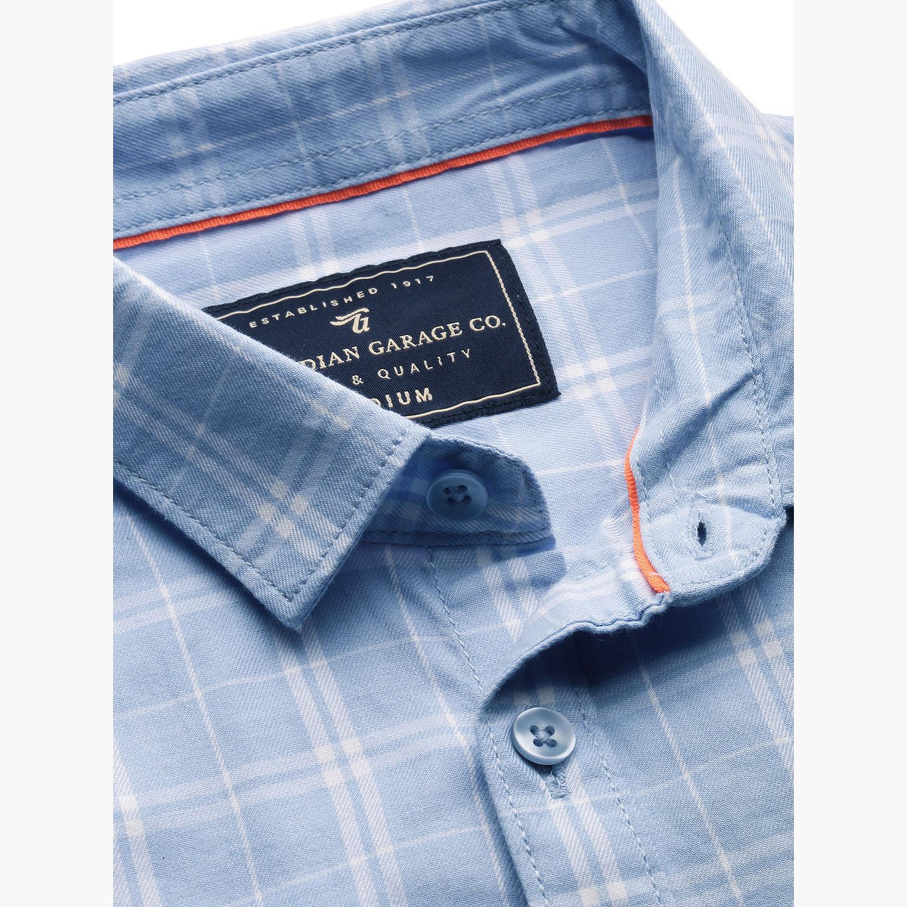 The Indian Garage Co X Styli Men Blue Slim Fit Checked Shirt-men-clothing-shirts-image-5