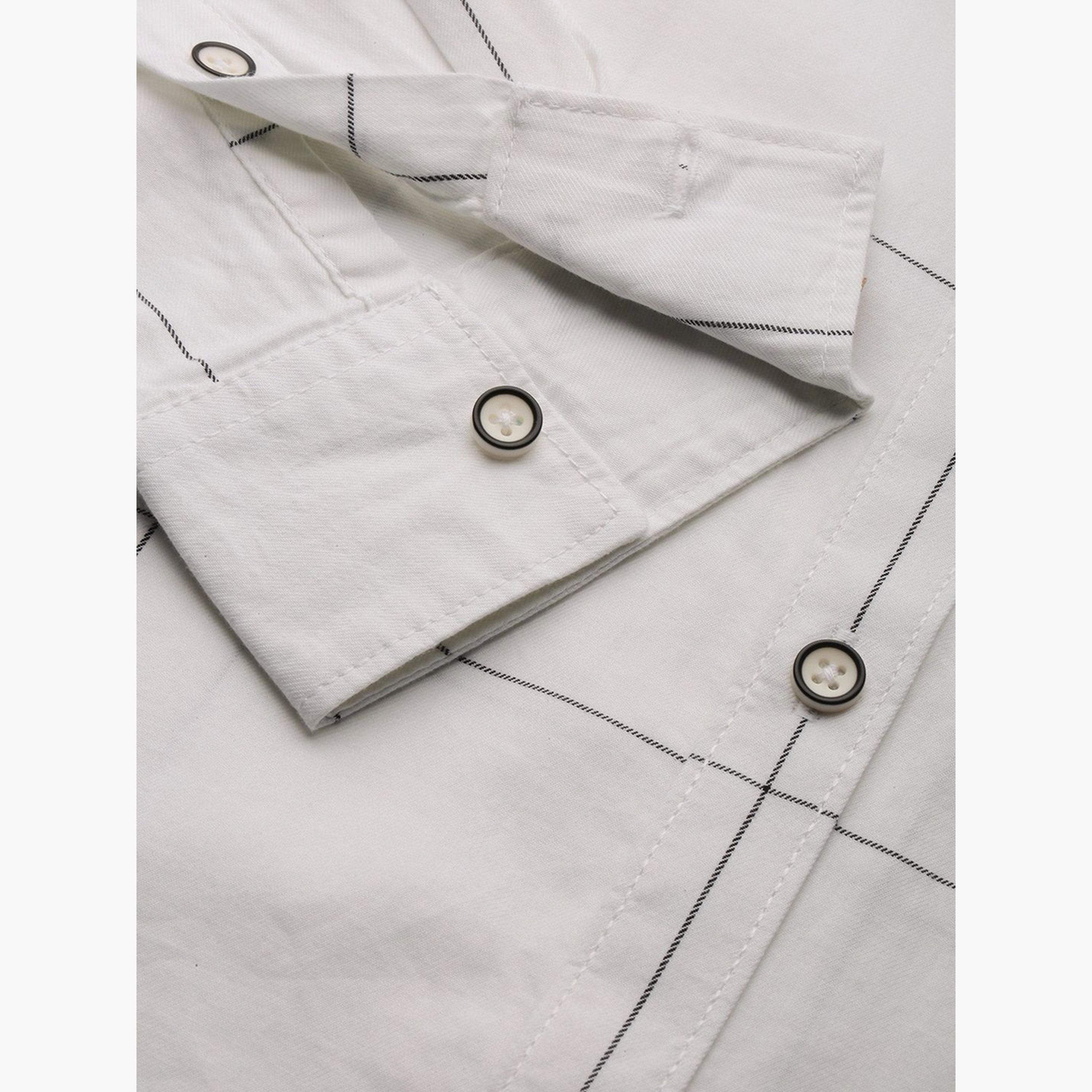 ذا انديان كراج كو × ستايلي - قميص رجالي تصميم نحيف منقوش لون أبيض-men-clothing-shirts-image-3