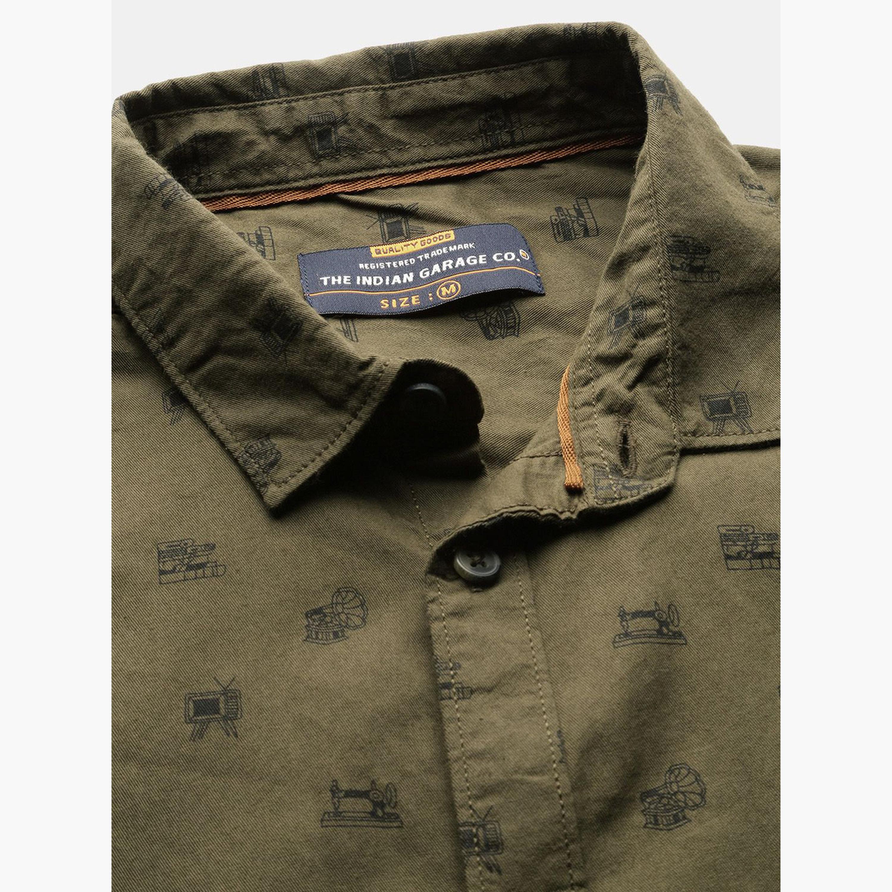 The Indian Garage Co X Styli Olive Graphic Print Slim Fit Shirt-men-clothing-shirts-image-5