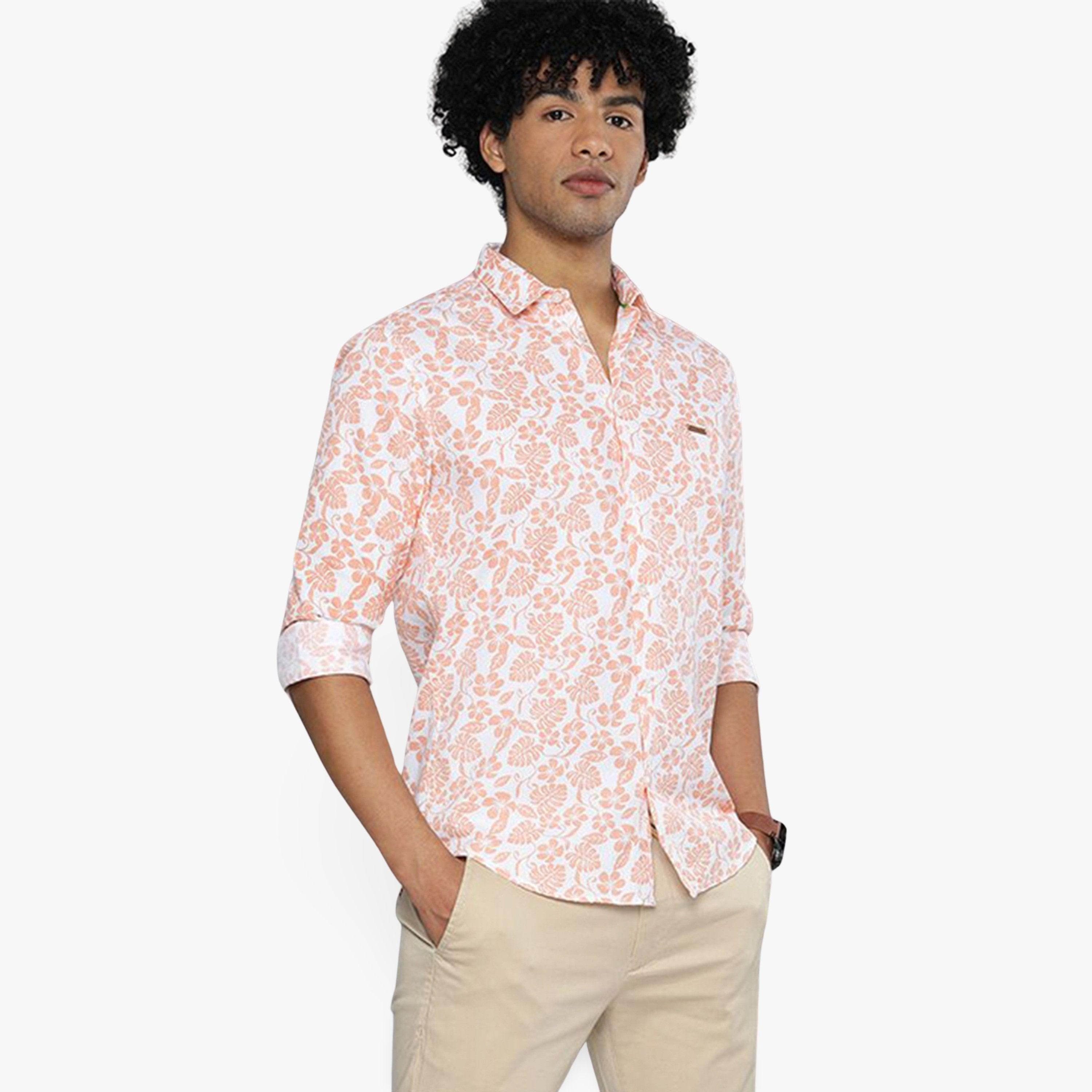 The Indian Garage Co X Styli Men White Floral Print Slim Fit Shirt-men-clothing-shirts-image-1