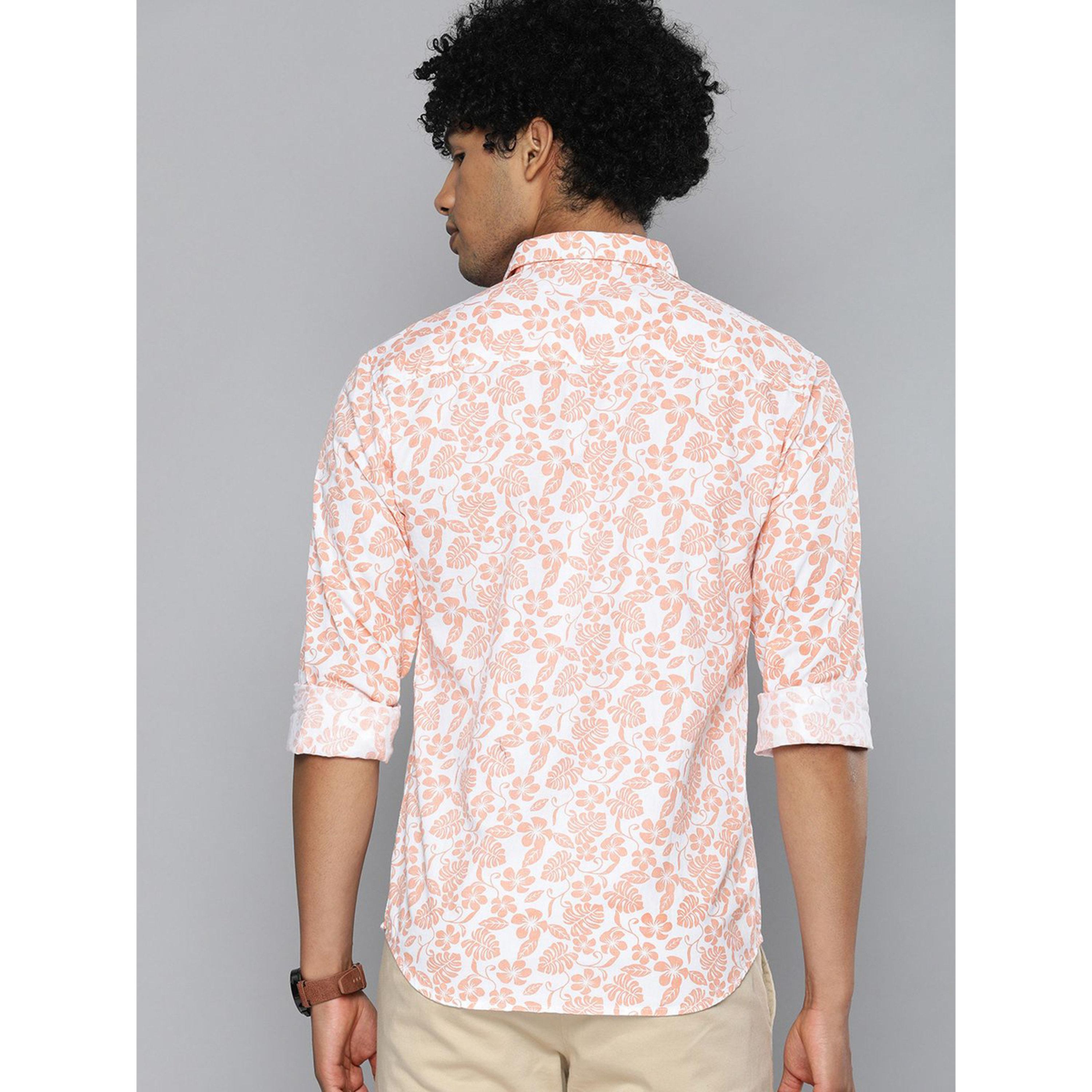 ذا انديان كراج كو × ستايلي - قميص رجالي تصميم نحيف بطبعة زهور لون أبيض-men-clothing-shirts-image-4