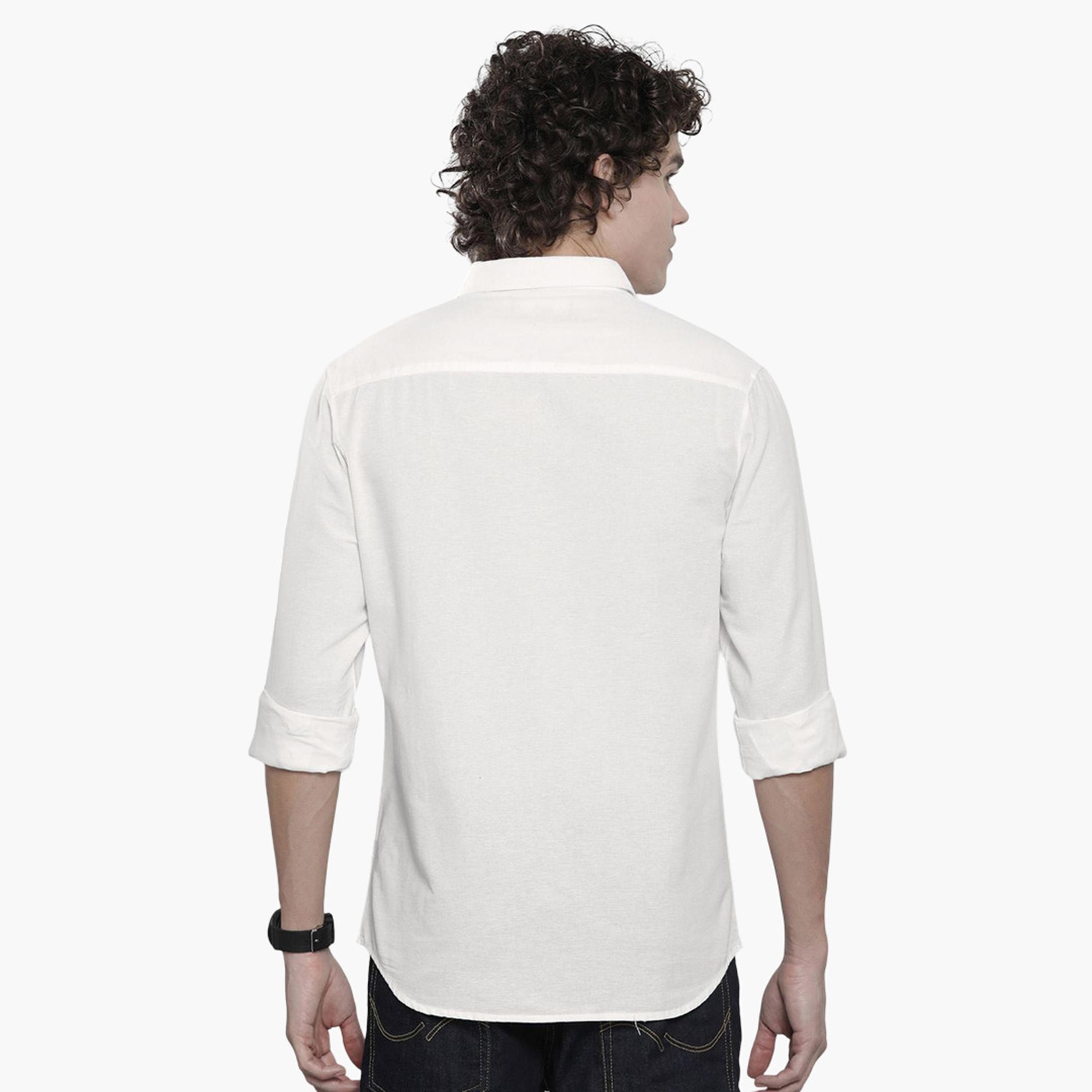 The Indian Garage Co X Styli Men White Solid Spread Collar Shirt-men-clothing-shirts-image-4