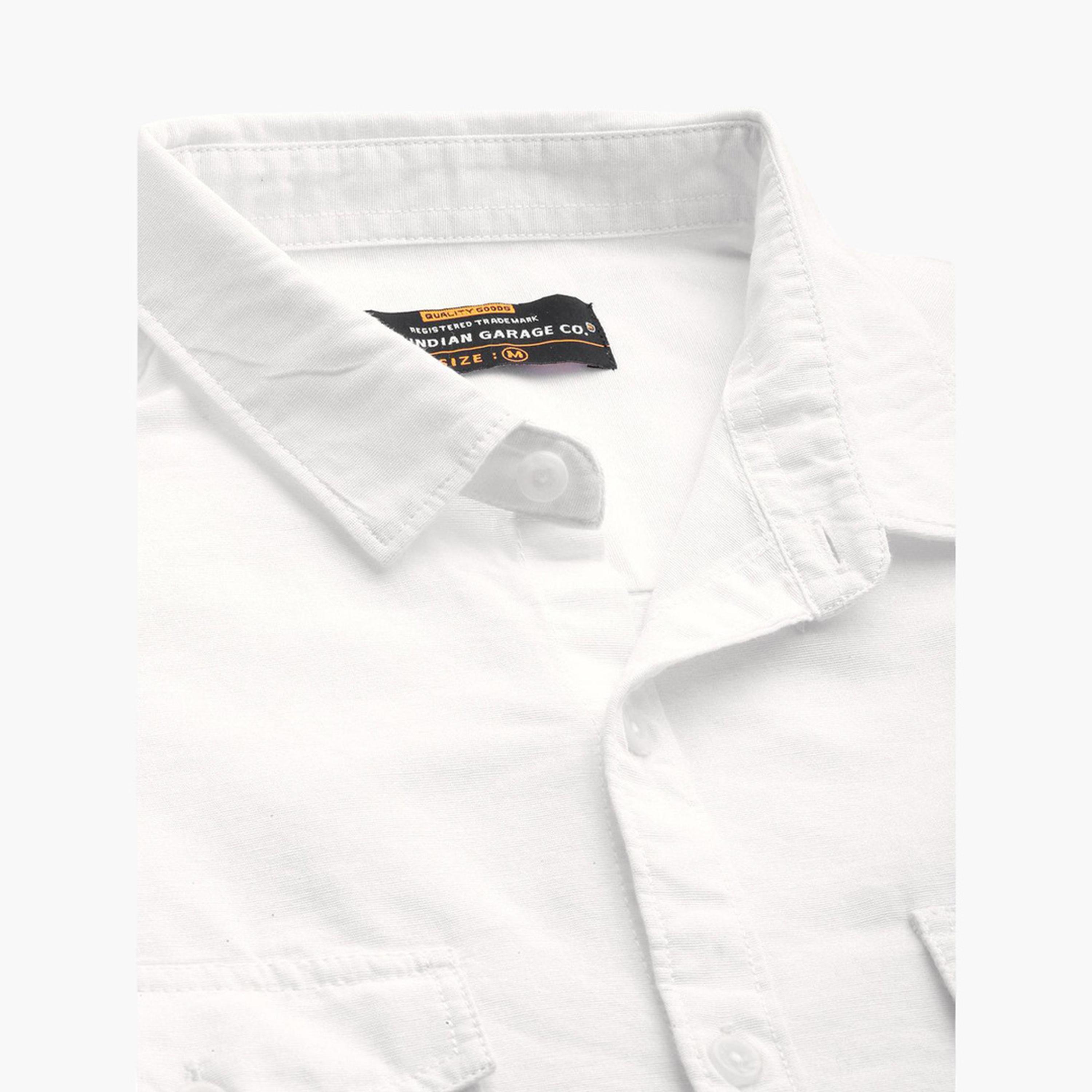 The Indian Garage Co X Styli Men White Solid Spread Collar Shirt-men-clothing-shirts-image-5